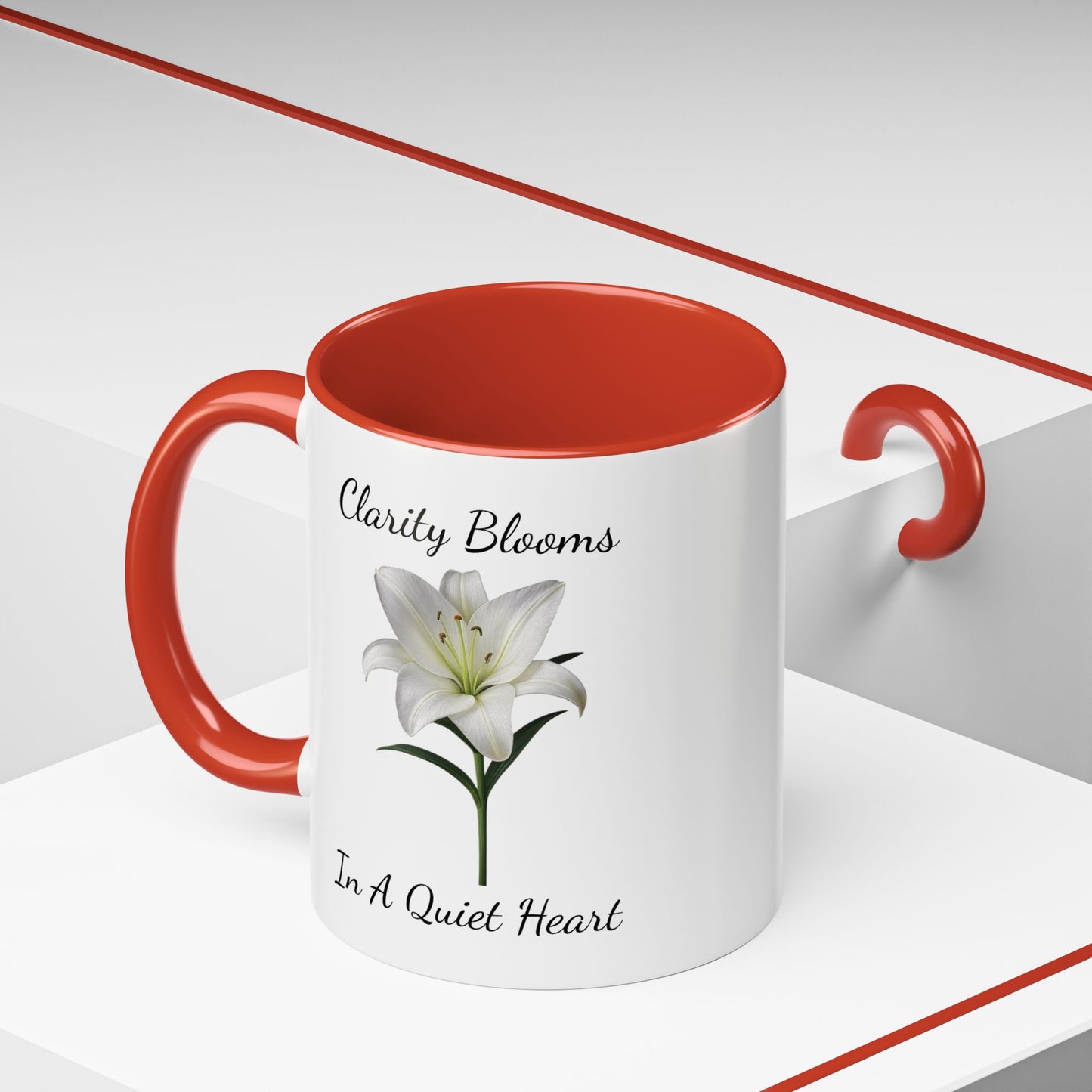 Accented Coffee Mug - Clarity Blooms In A Quiet Heart Lily