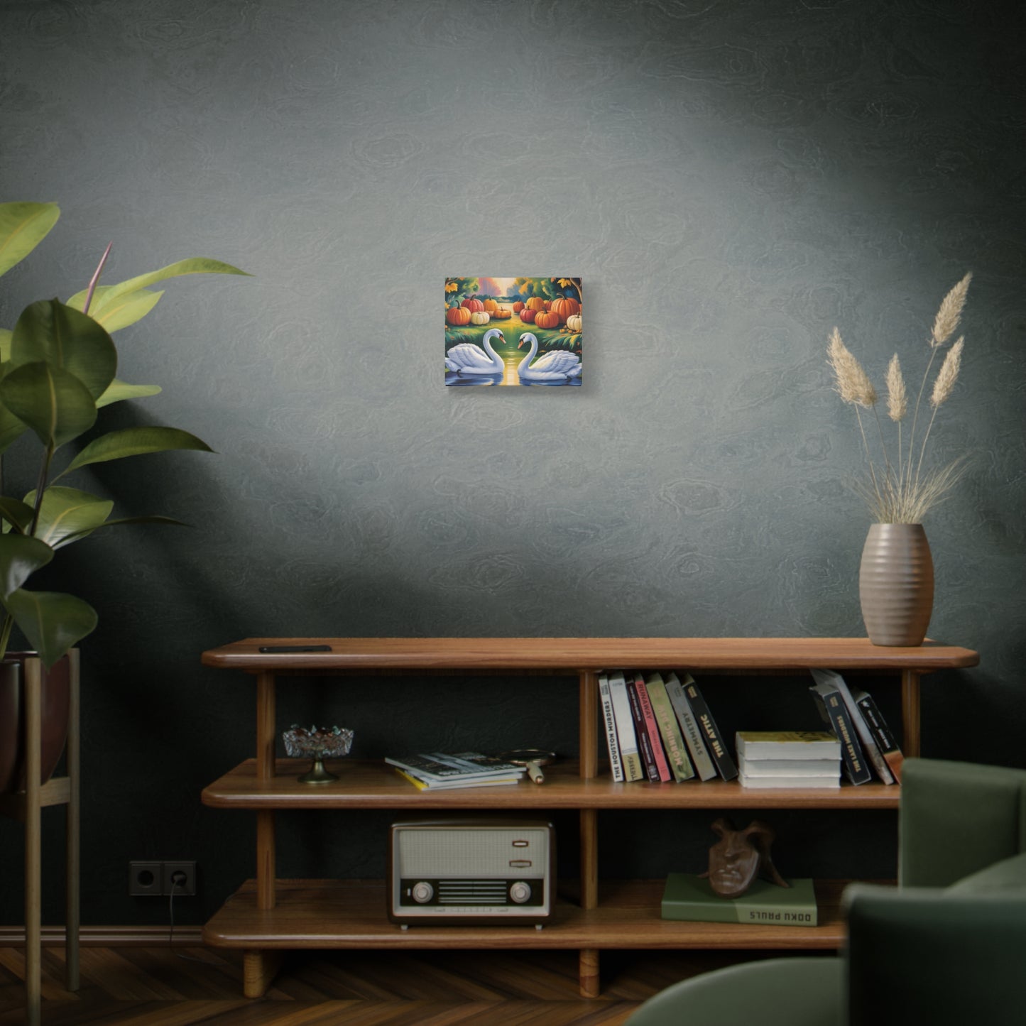 Autumn Swans Canvas Wall Art