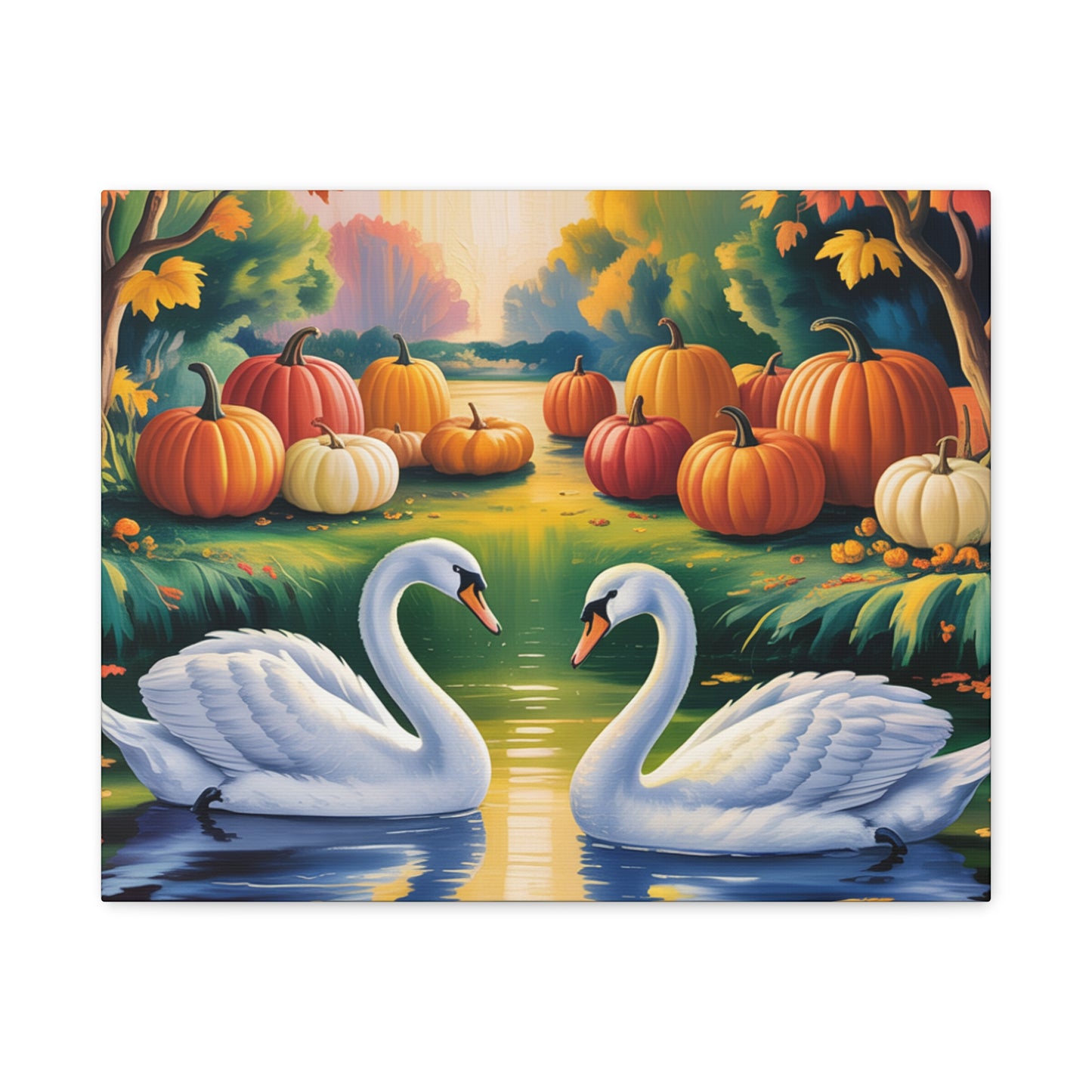 Autumn Swans Canvas Wall Art