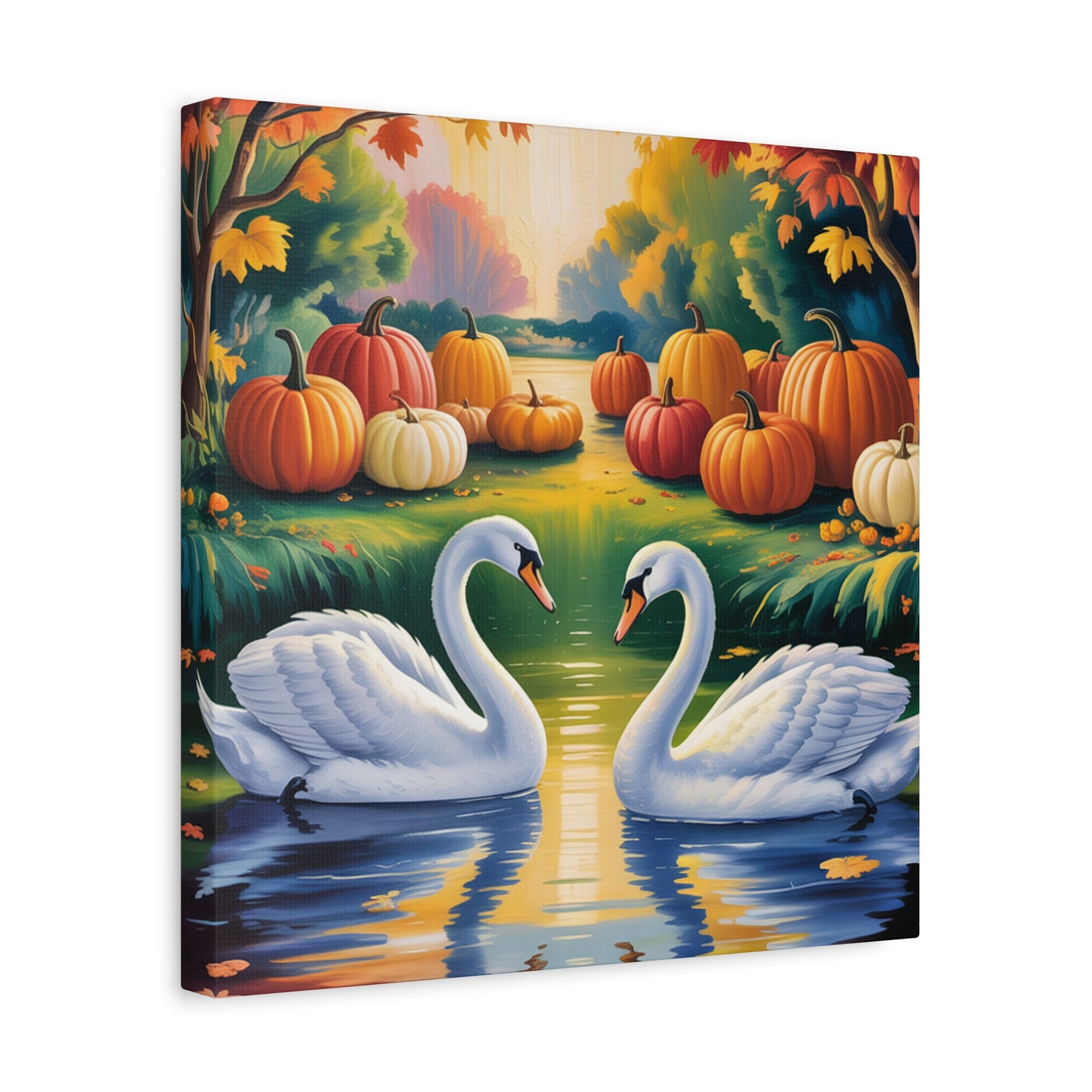 Autumn Swans Canvas Wall Art