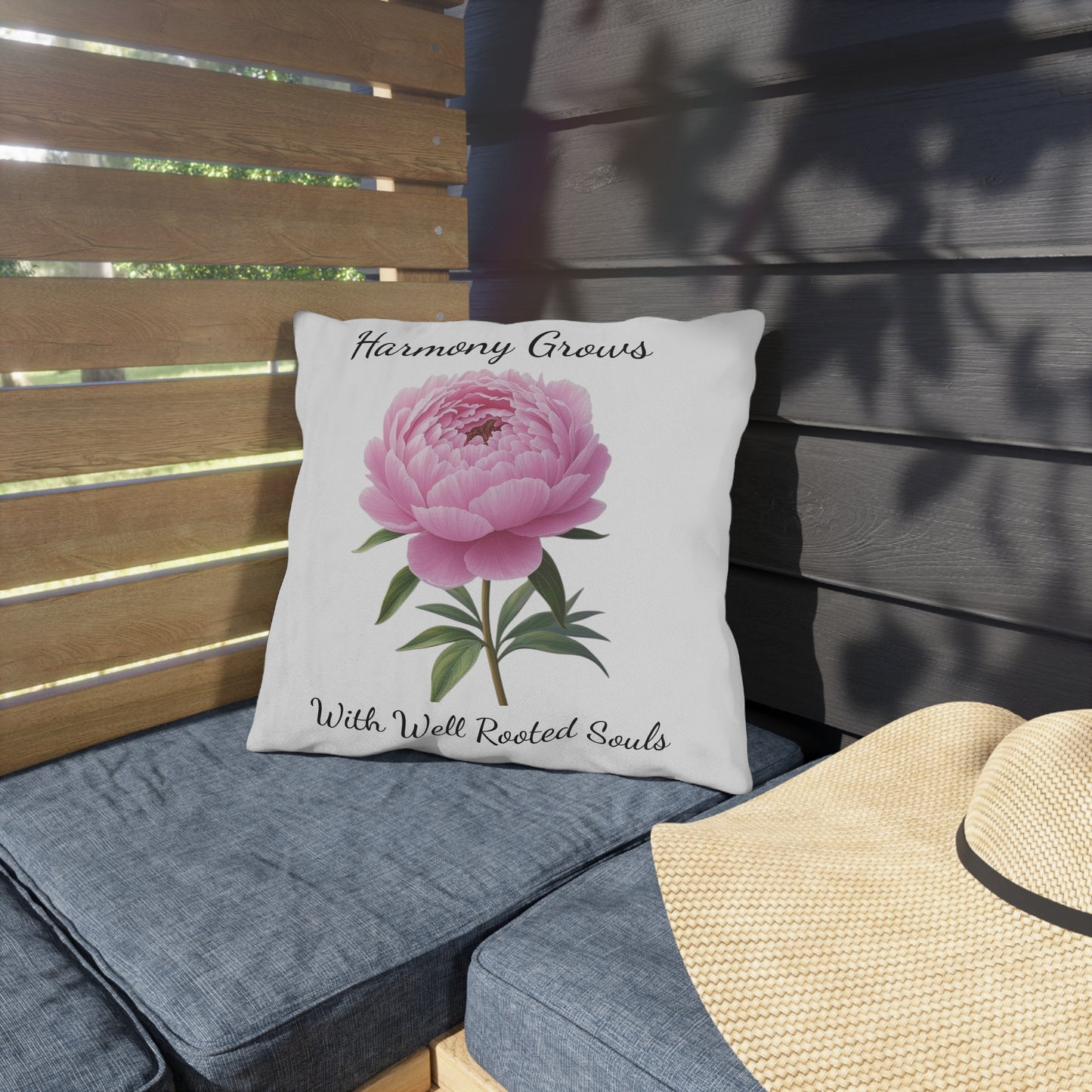 Pillow - Harmony Grows With Well Rooted Souls Peony