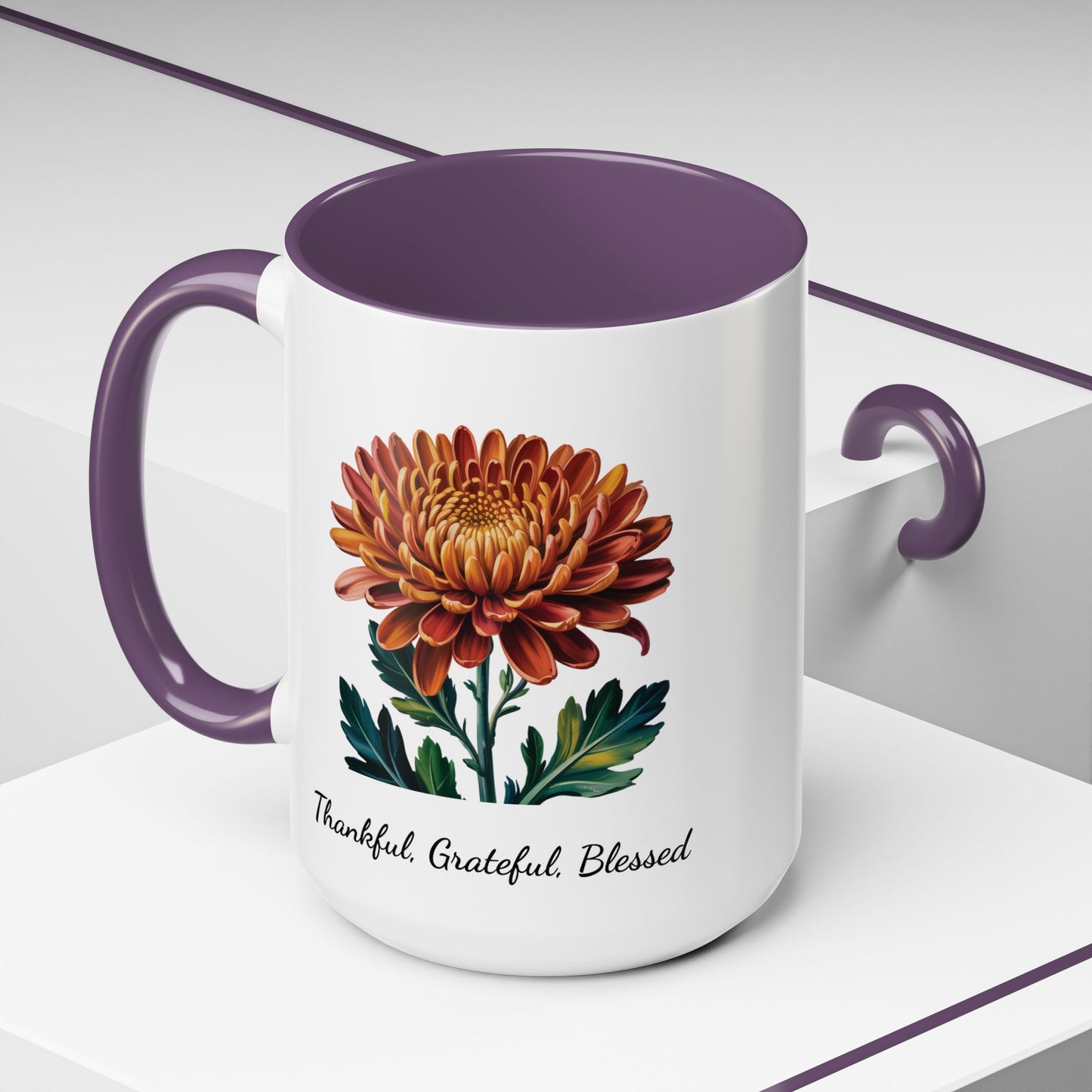 Accented Coffee Mug - Thankful, Grateful, Blessed