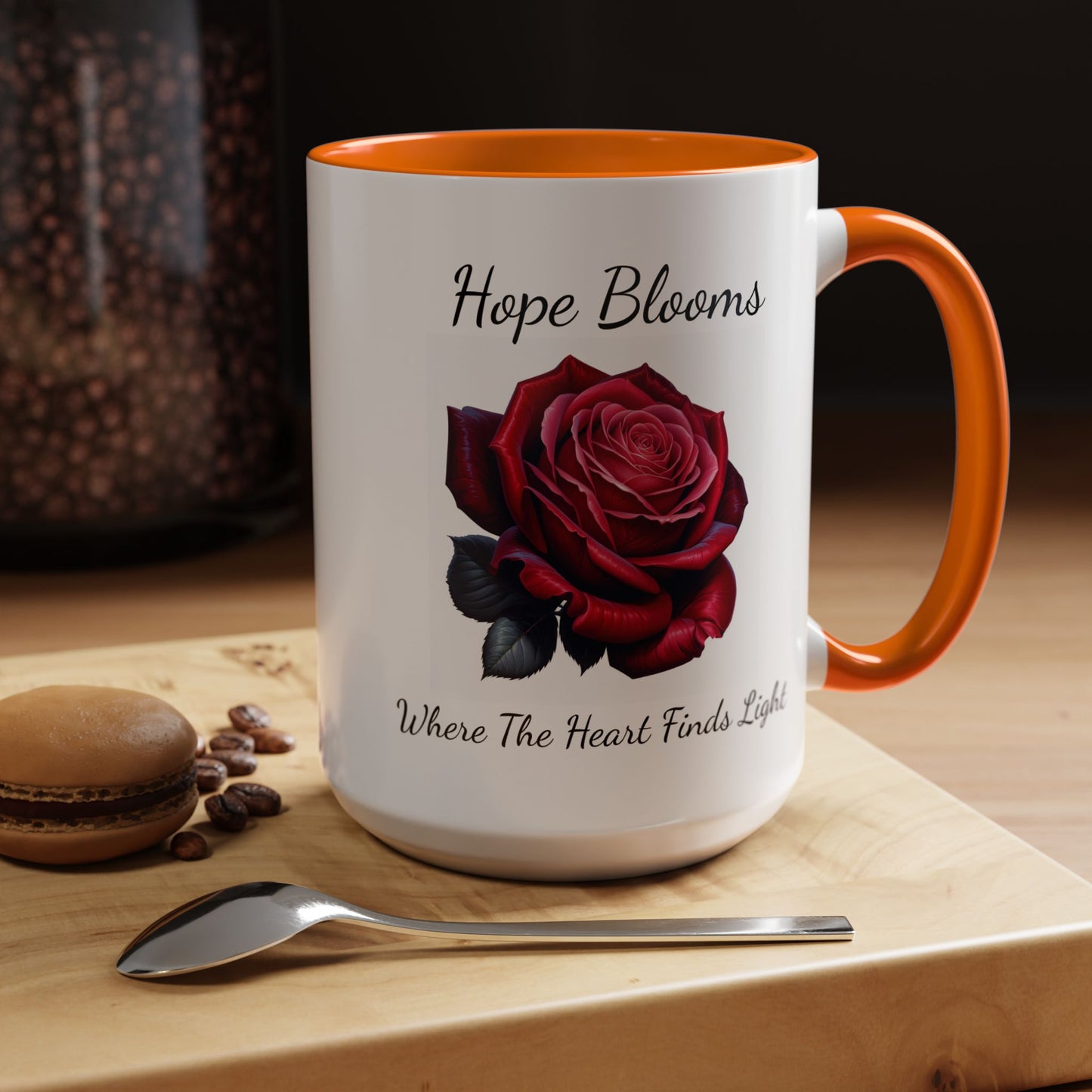 Accented Coffee Mug - Hope Blooms Where The Heart Finds Light Rose