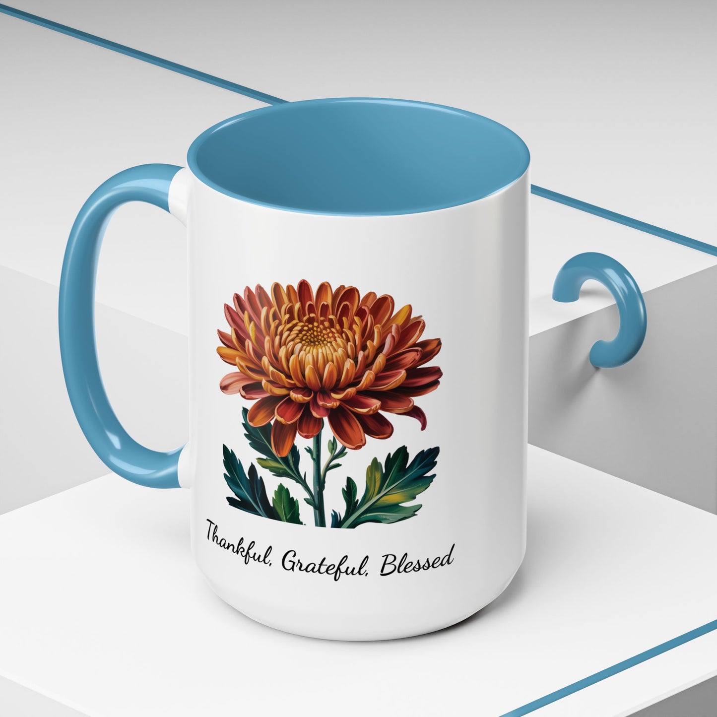 Accented Coffee Mug - Thankful, Grateful, Blessed
