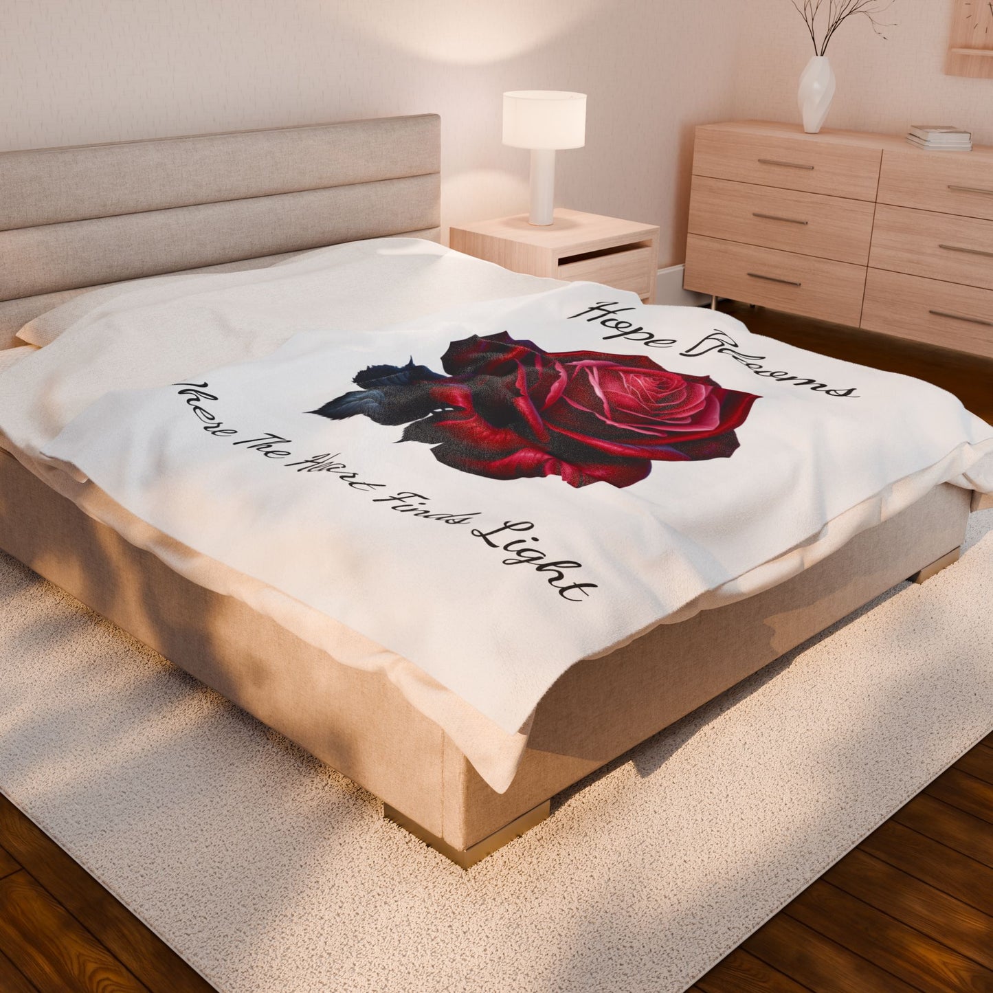 Hope Blooms Velveteen Plush Blanket