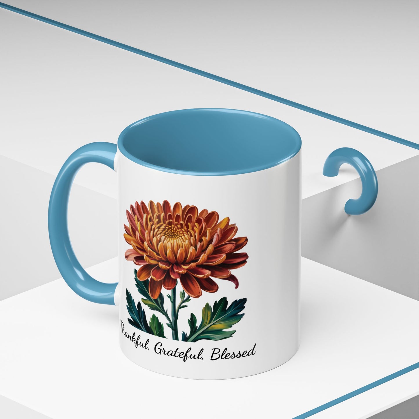 Accented Coffee Mug - Thankful, Grateful, Blessed