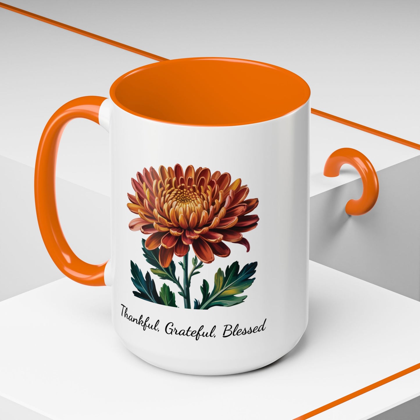 Accented Coffee Mug - Thankful, Grateful, Blessed