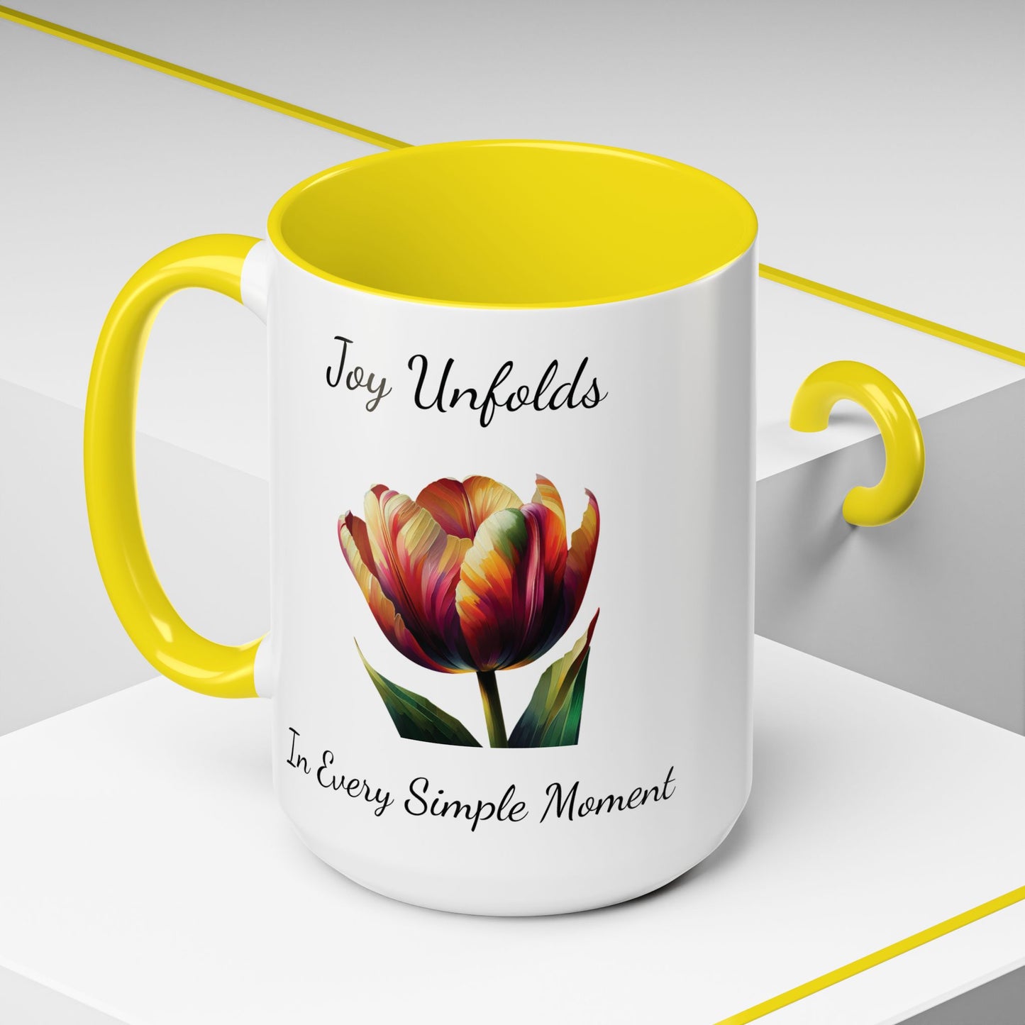 Accented Coffee Mug - Joy Unfolds In Every Simple Moment