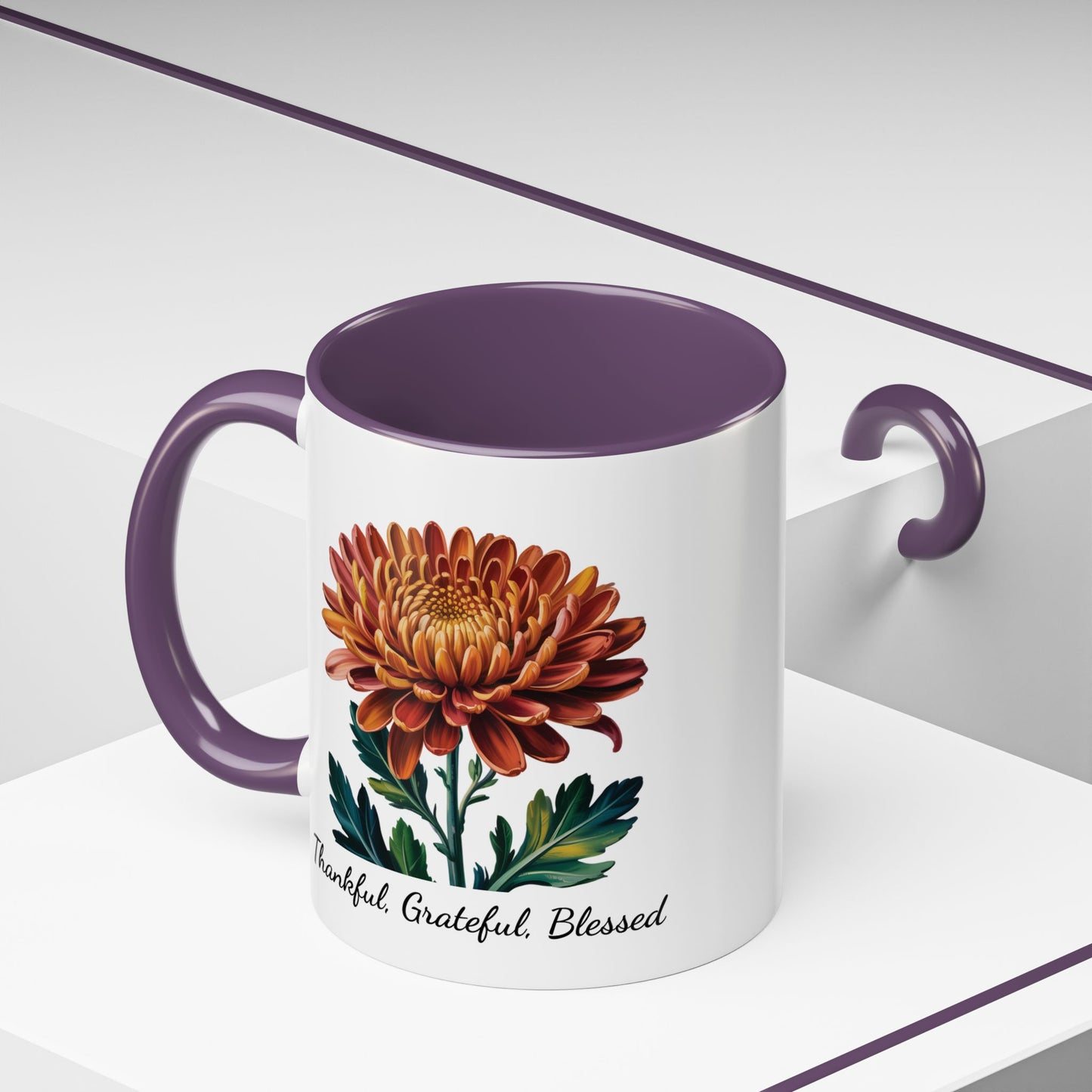 Accented Coffee Mug - Thankful, Grateful, Blessed