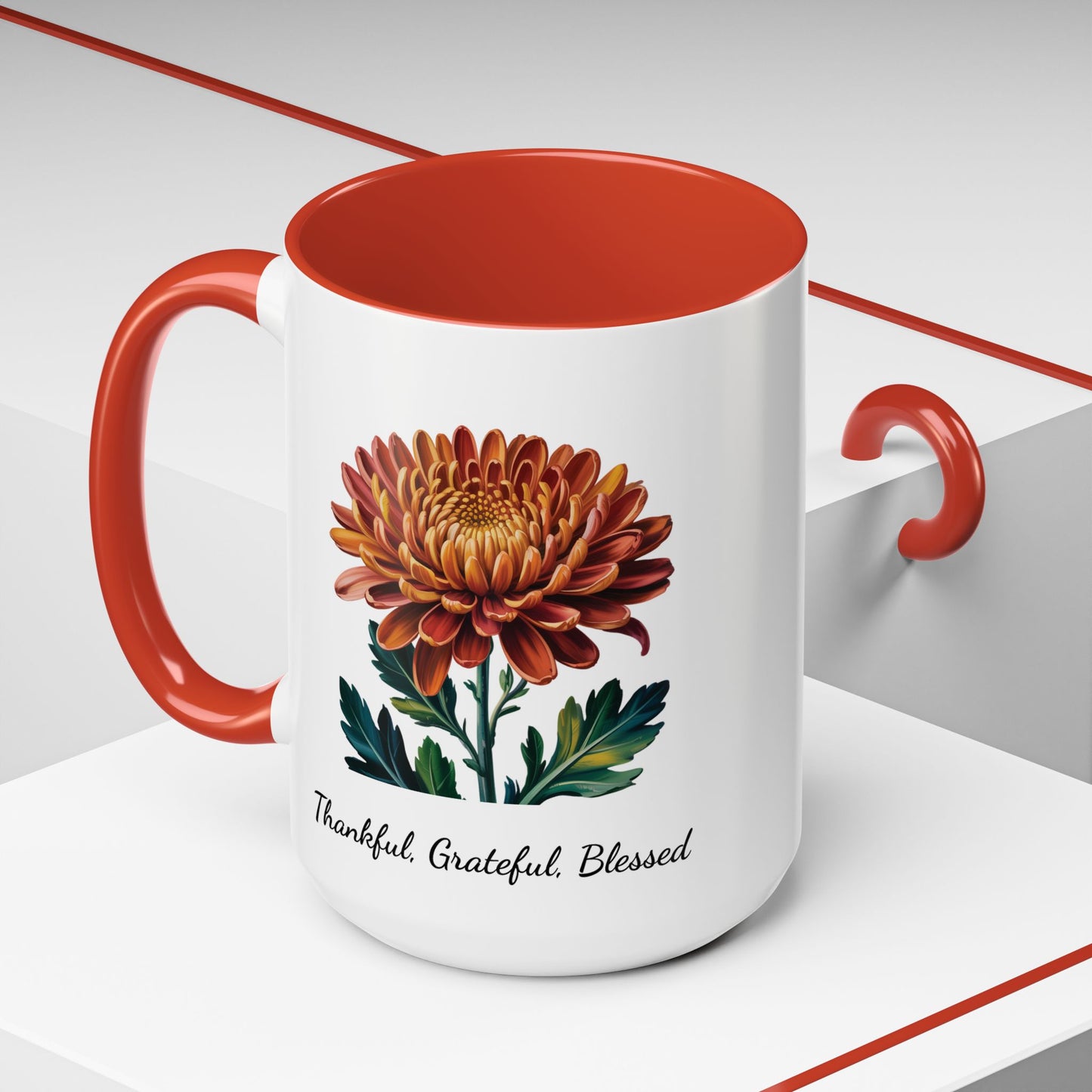 Accented Coffee Mug - Thankful, Grateful, Blessed