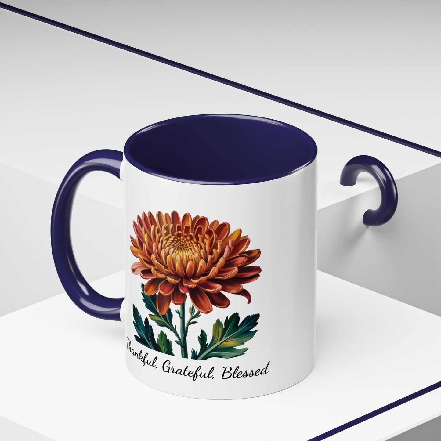 Accented Coffee Mug - Thankful, Grateful, Blessed
