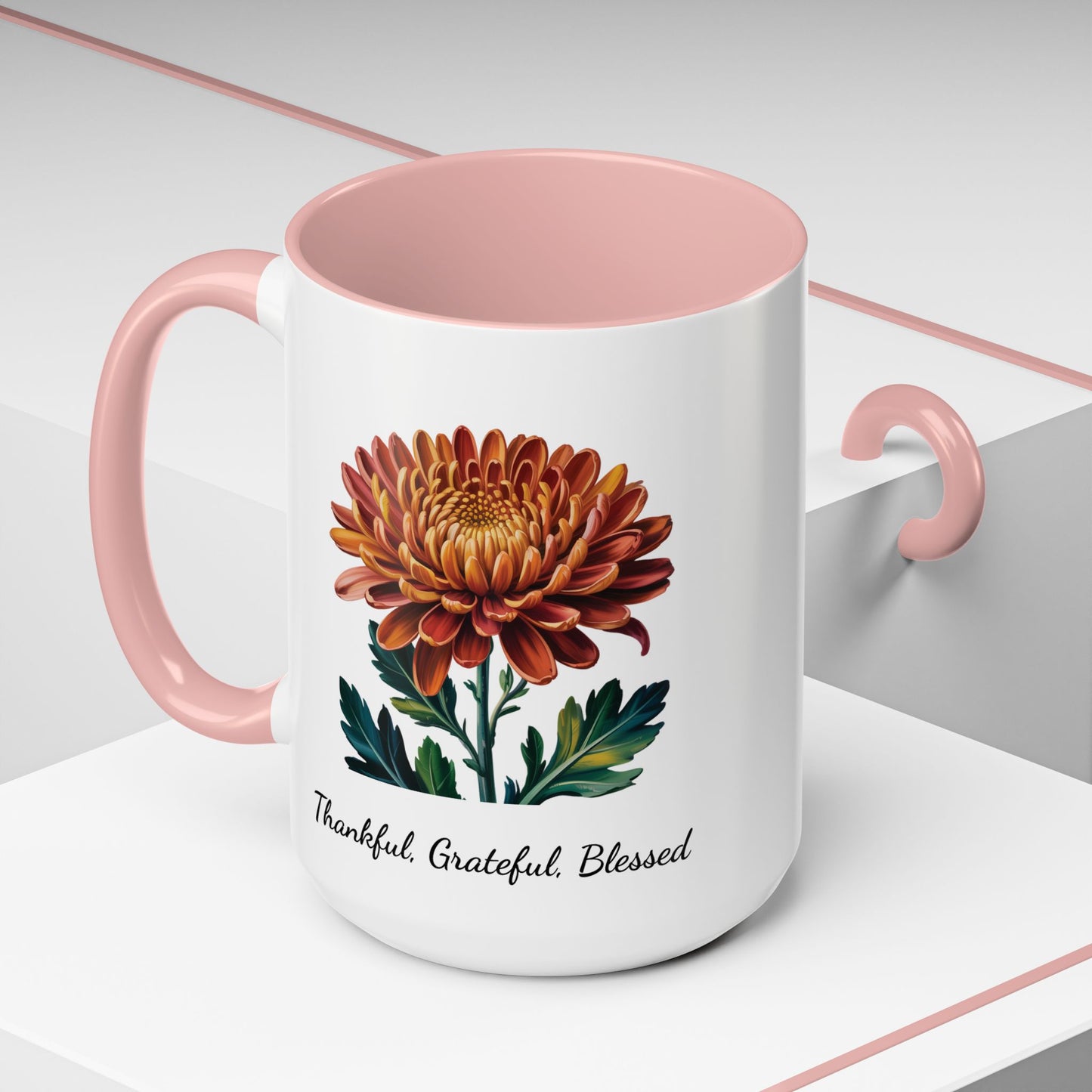 Accented Coffee Mug - Thankful, Grateful, Blessed