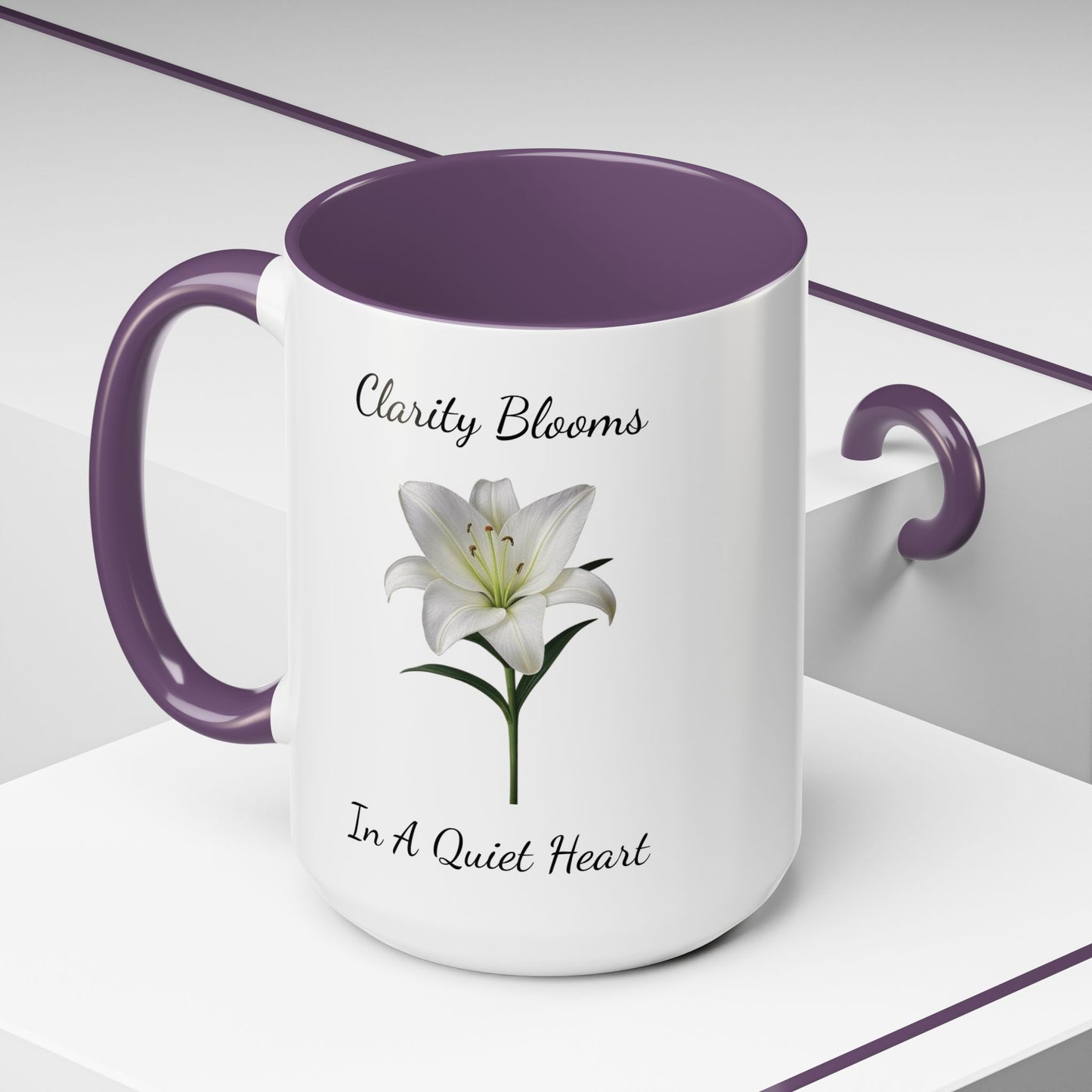 Accented Coffee Mug - Clarity Blooms In A Quiet Heart Lily