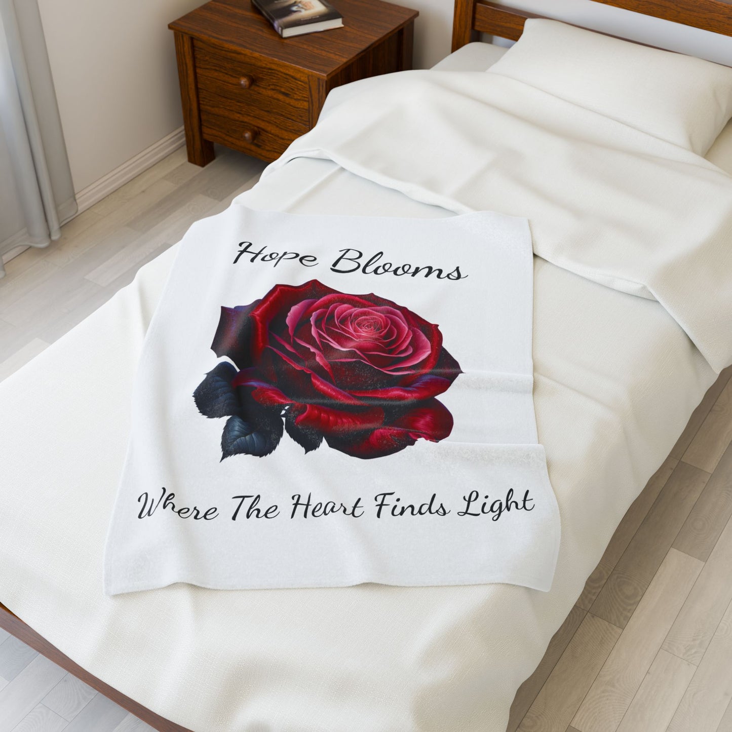 Hope Blooms Velveteen Plush Blanket