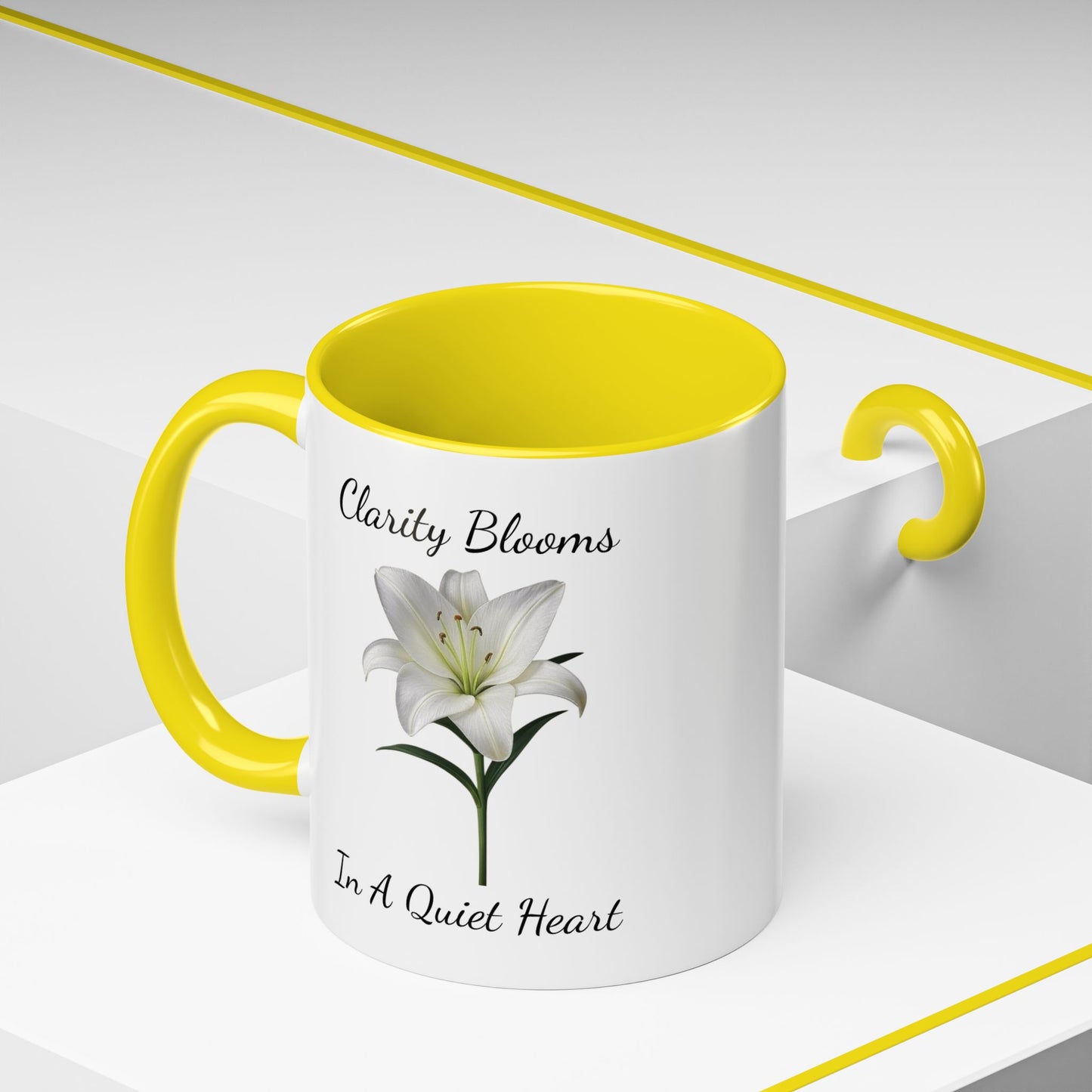 Accented Coffee Mug - Clarity Blooms In A Quiet Heart Lily