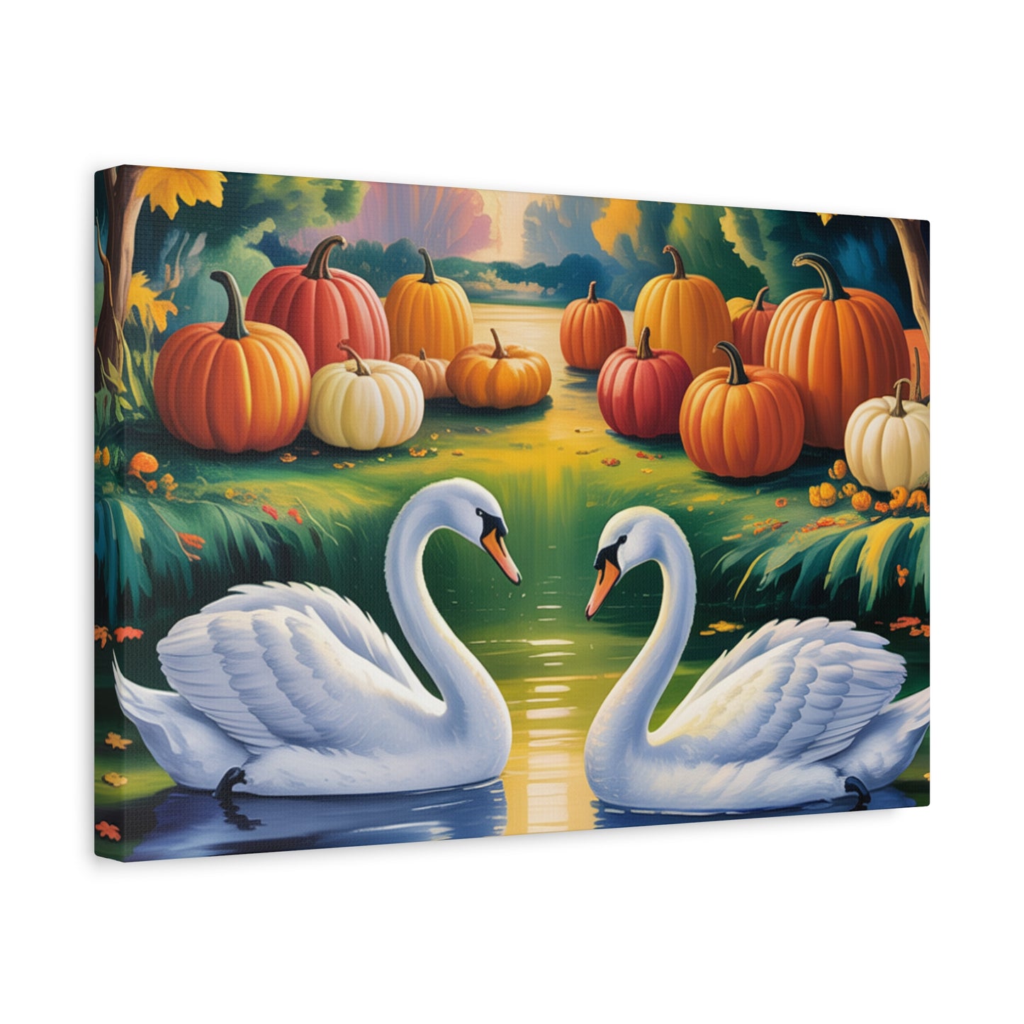 Autumn Swans Canvas Wall Art
