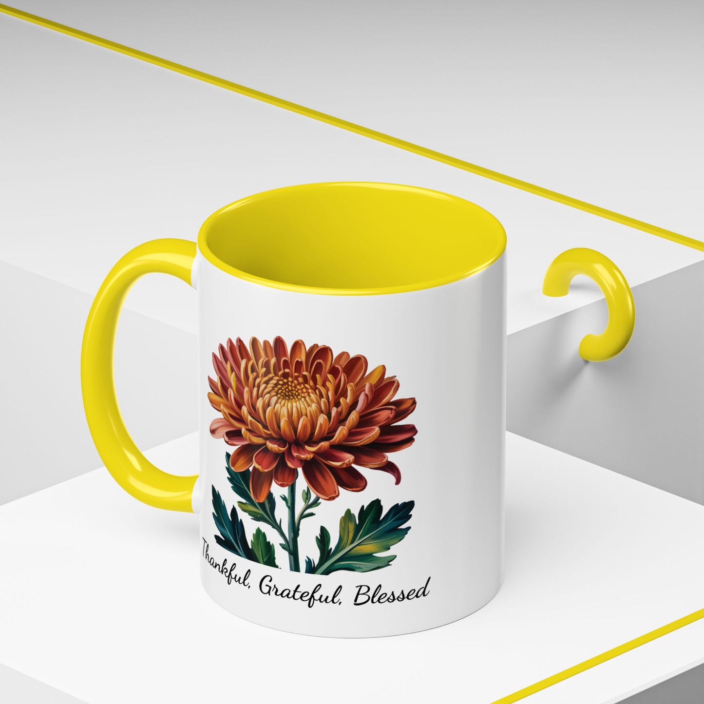 Accented Coffee Mug - Thankful, Grateful, Blessed