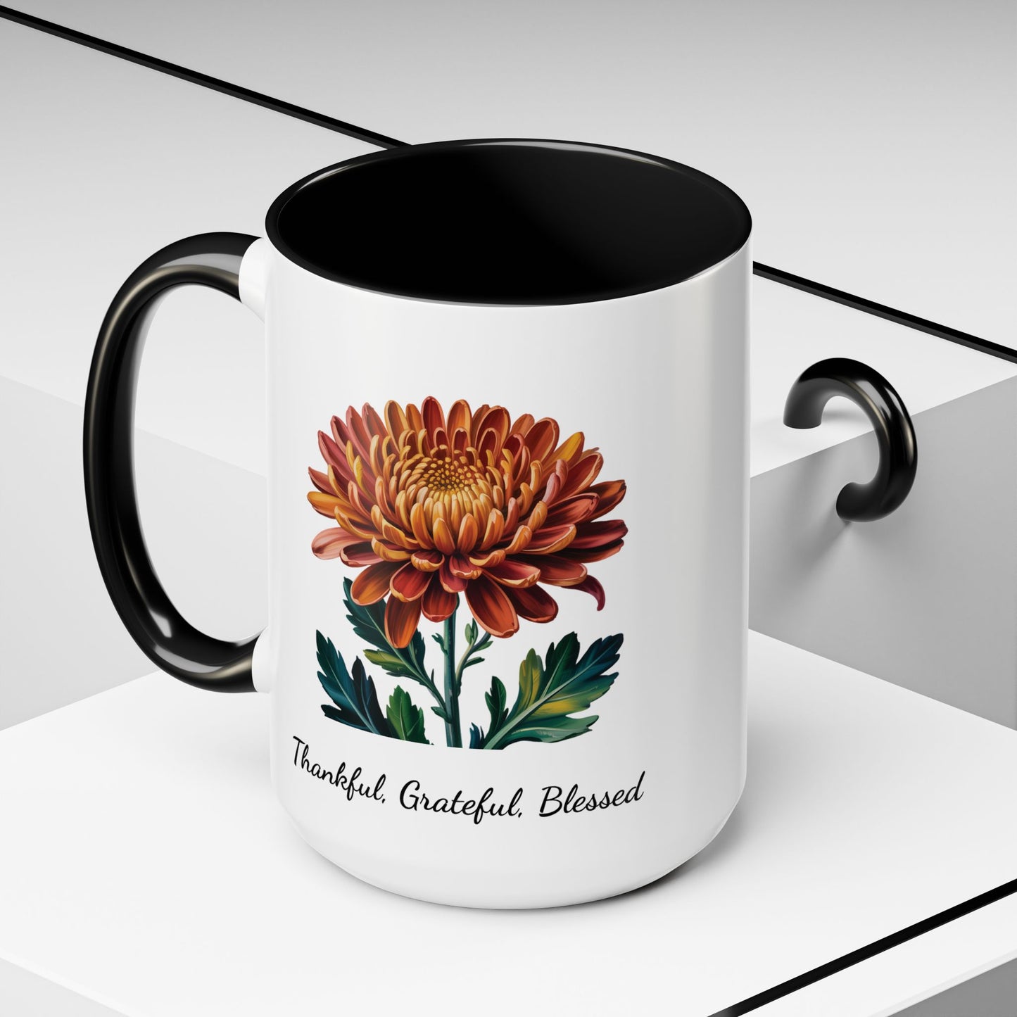 Accented Coffee Mug - Thankful, Grateful, Blessed