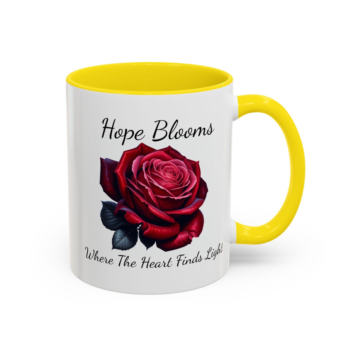Accented Coffee Mug - Hope Blooms Where The Heart Finds Light Rose