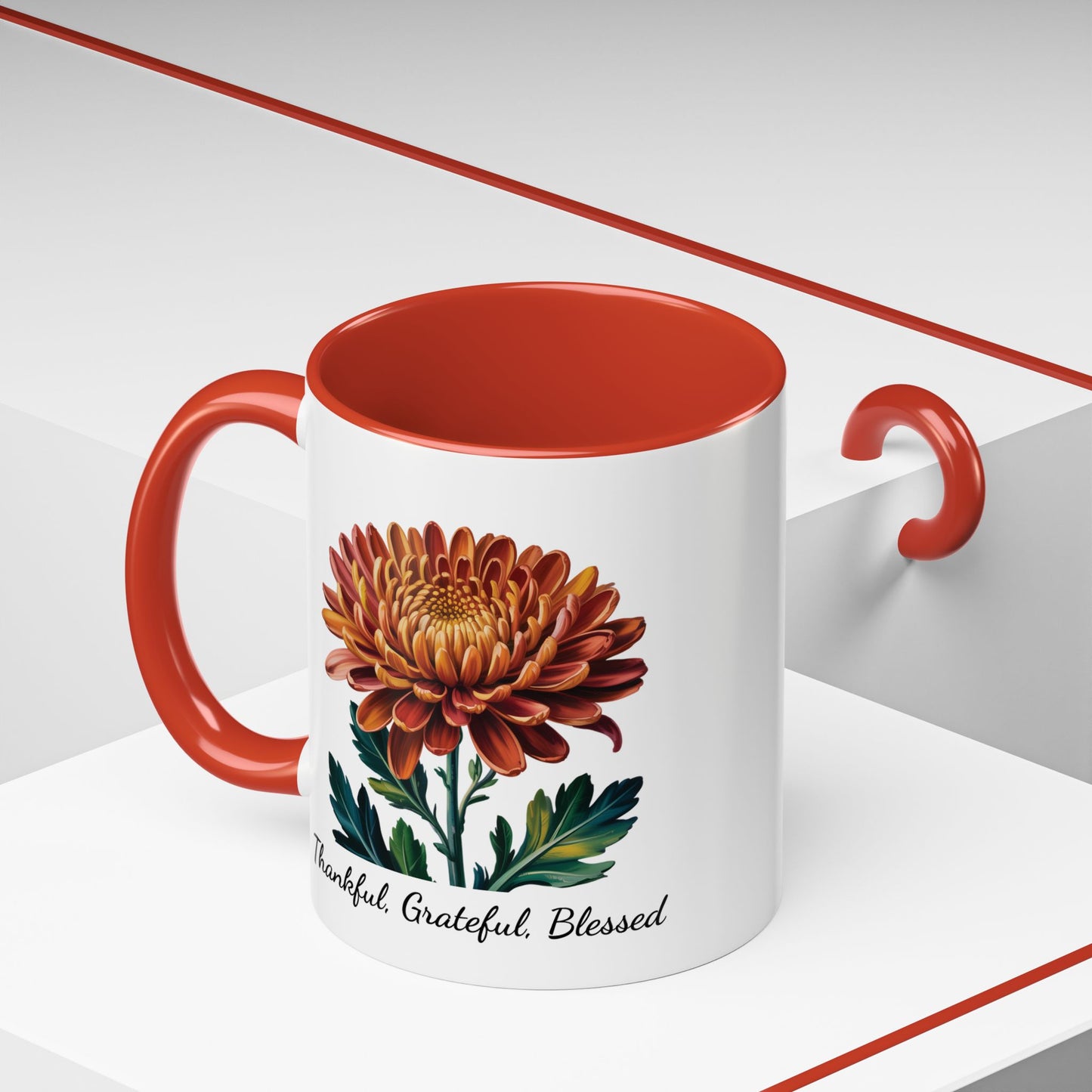Accented Coffee Mug - Thankful, Grateful, Blessed
