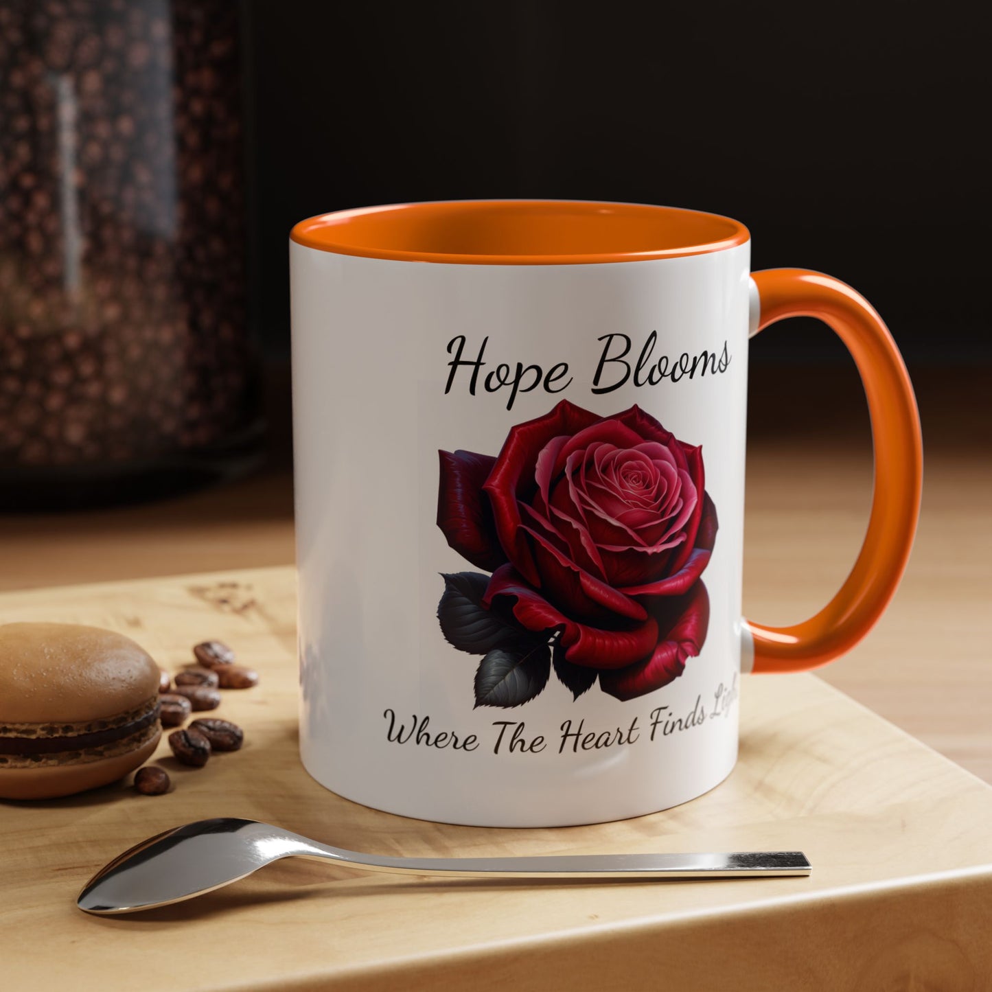 Accented Coffee Mug - Hope Blooms Where The Heart Finds Light Rose