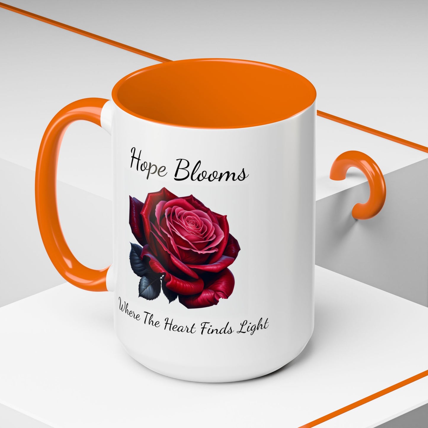Accented Coffee Mug - Hope Blooms Where The Heart Finds Light Rose
