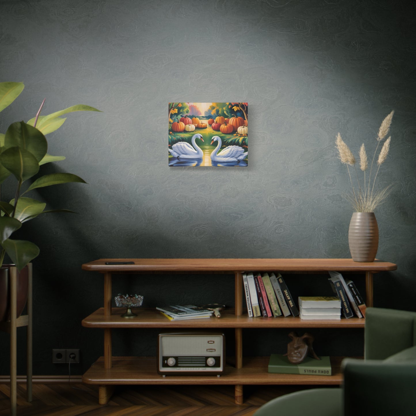 Autumn Swans Canvas Wall Art