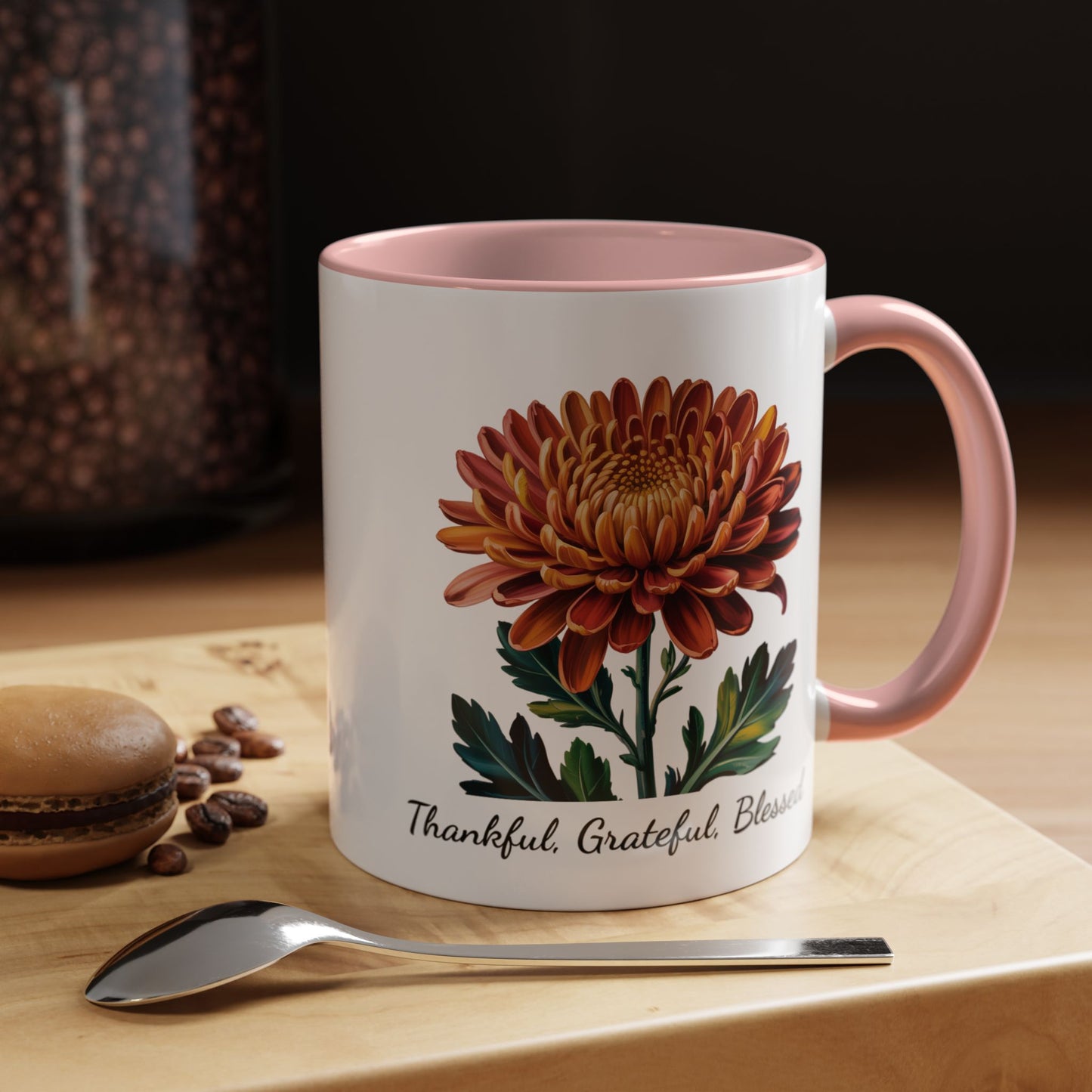 Accented Coffee Mug - Thankful, Grateful, Blessed