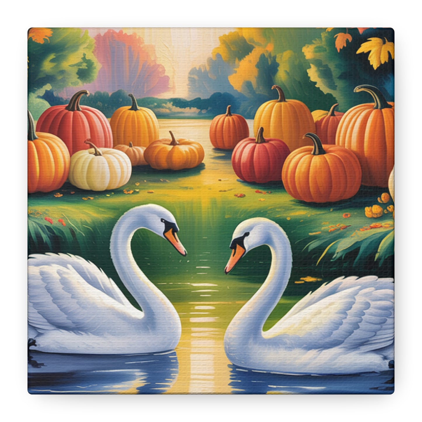 Autumn Swans Canvas Wall Art