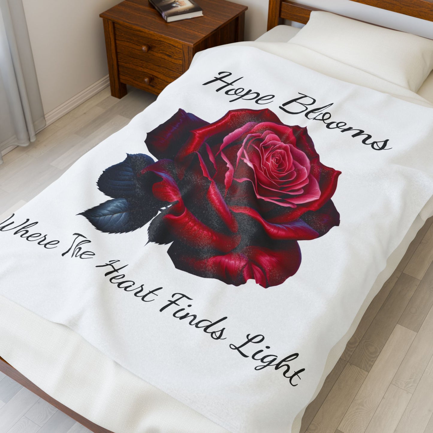 Hope Blooms Velveteen Plush Blanket