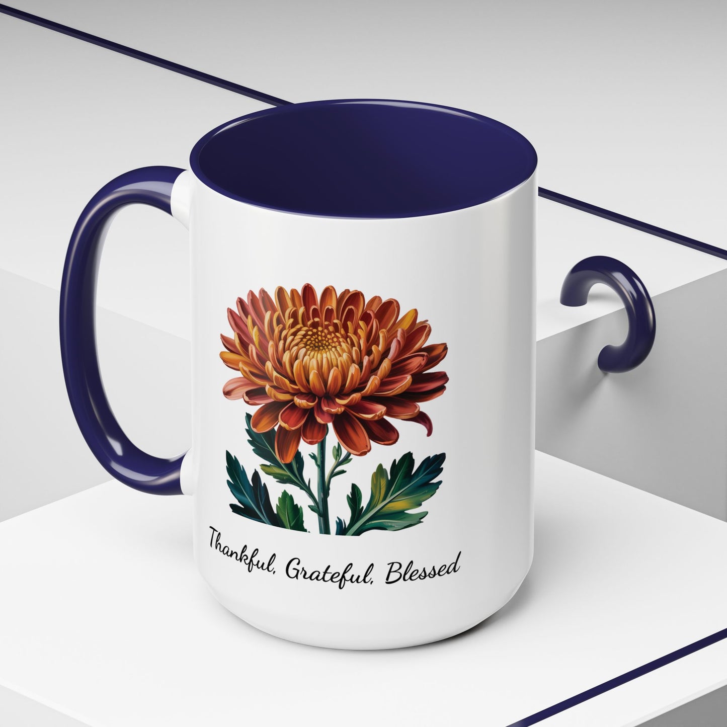 Accented Coffee Mug - Thankful, Grateful, Blessed