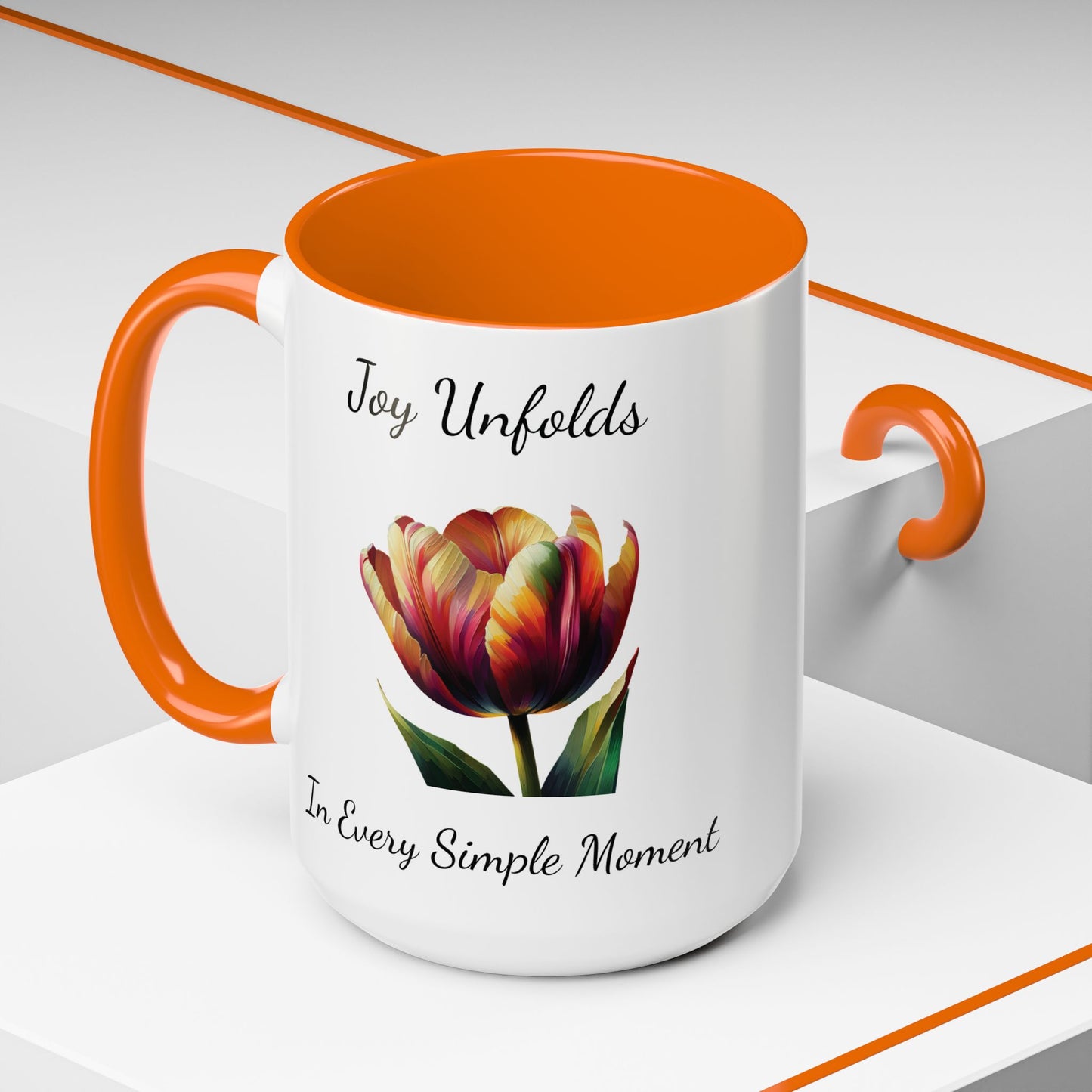 Accented Coffee Mug - Joy Unfolds In Every Simple Moment