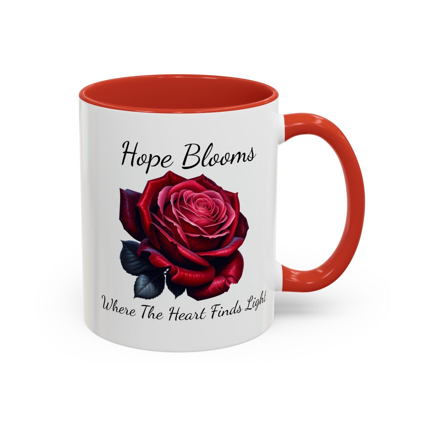Accented Coffee Mug - Hope Blooms Where The Heart Finds Light Rose