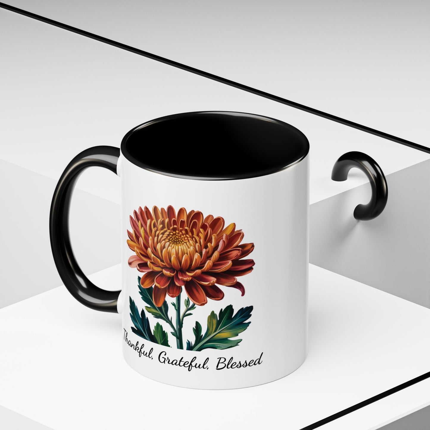 Accented Coffee Mug - Thankful, Grateful, Blessed