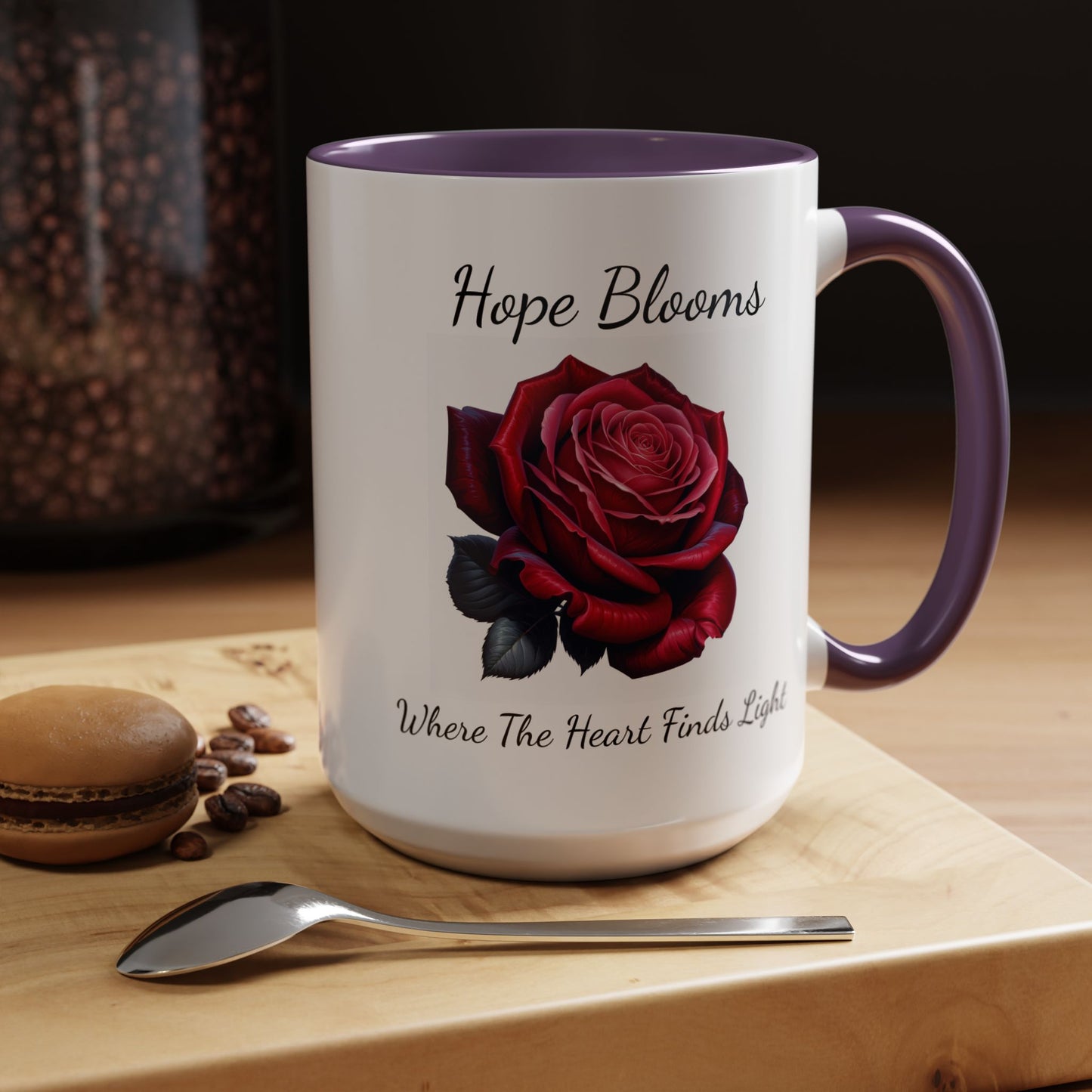 Accented Coffee Mug - Hope Blooms Where The Heart Finds Light Rose