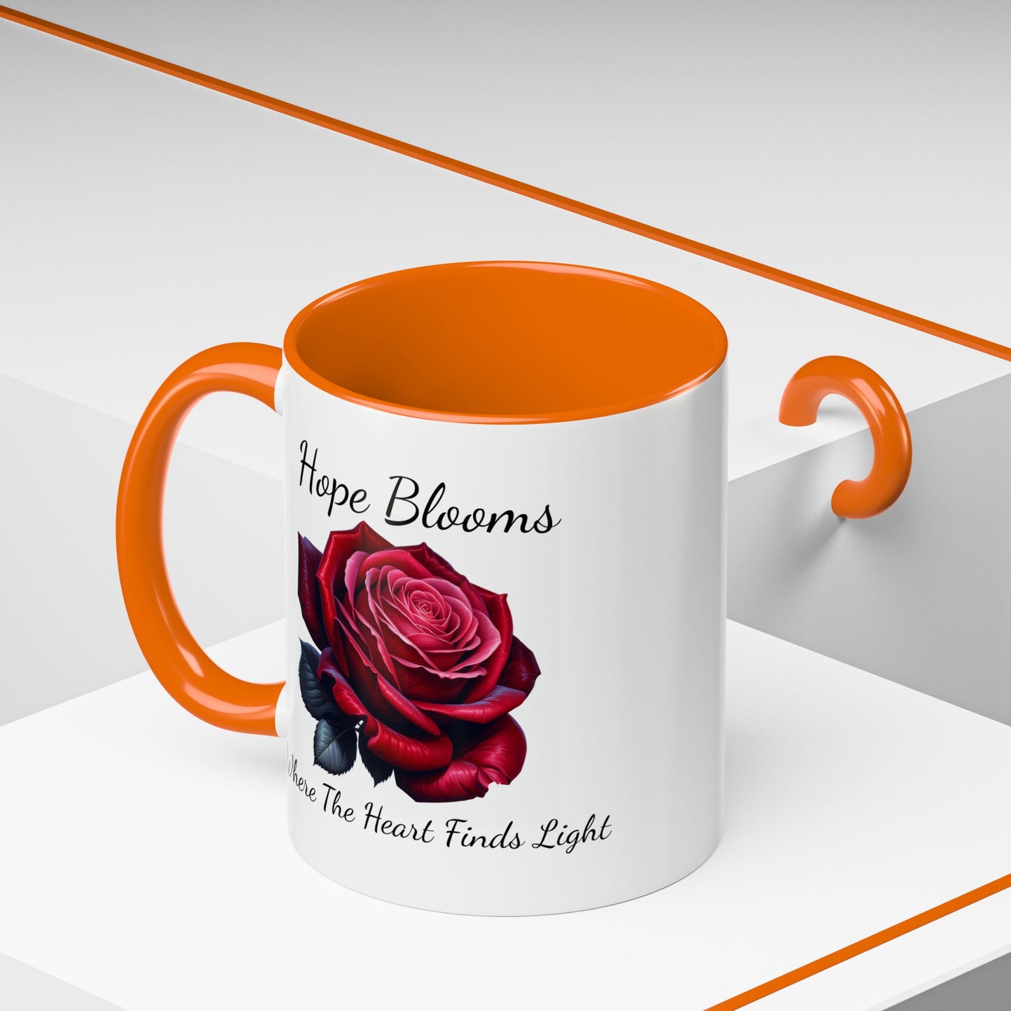 Accented Coffee Mug - Hope Blooms Where The Heart Finds Light Rose