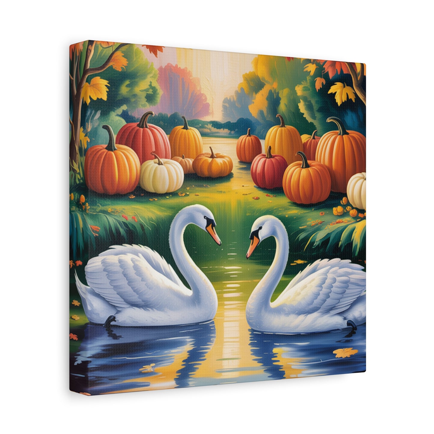 Autumn Swans Canvas Wall Art