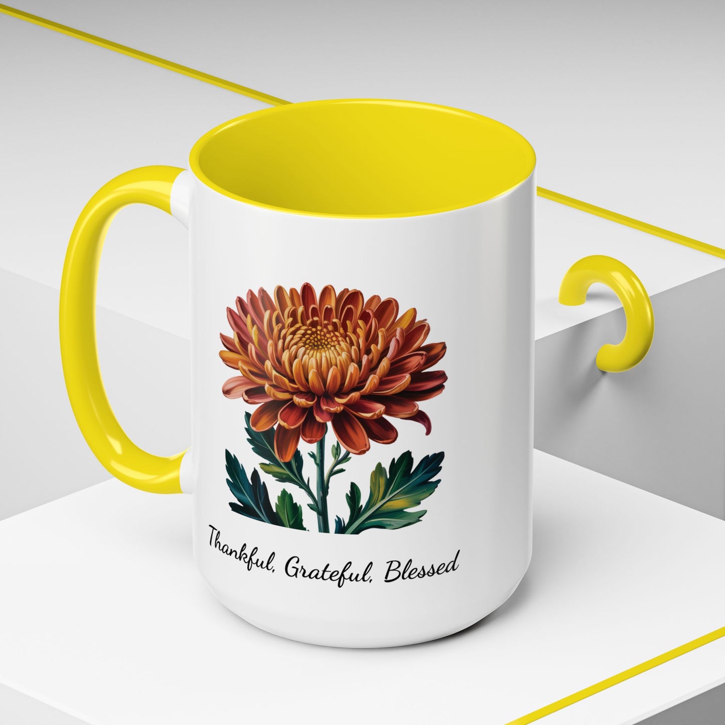 Accented Coffee Mug - Thankful, Grateful, Blessed