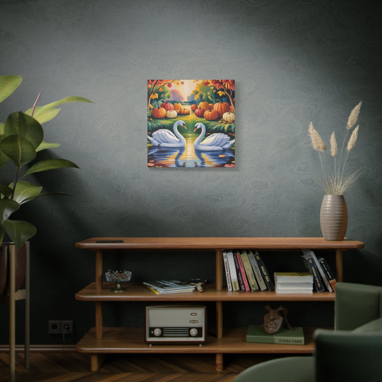 Autumn Swans Canvas Wall Art