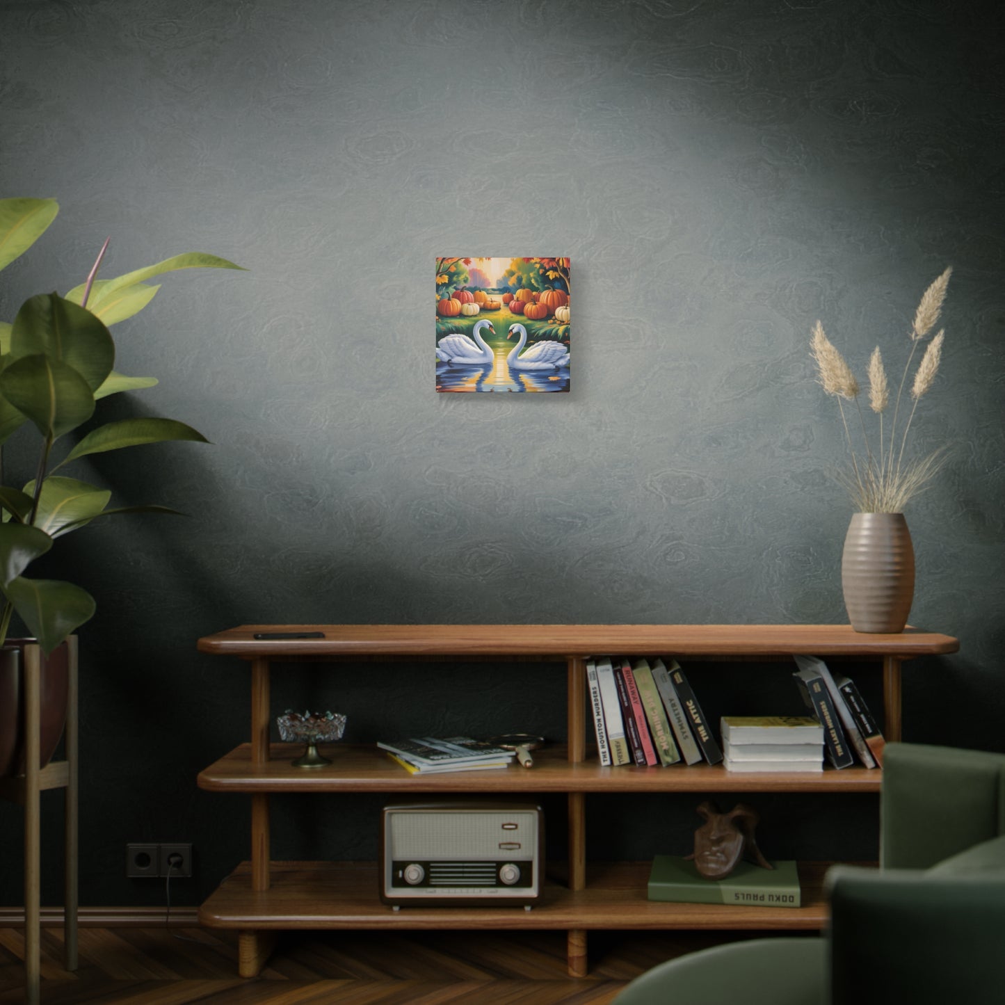 Autumn Swans Canvas Wall Art