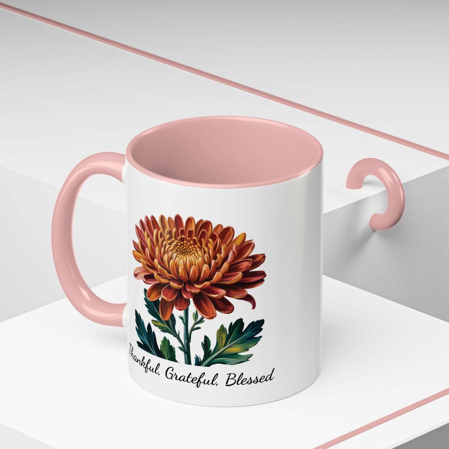 Accented Coffee Mug - Thankful, Grateful, Blessed