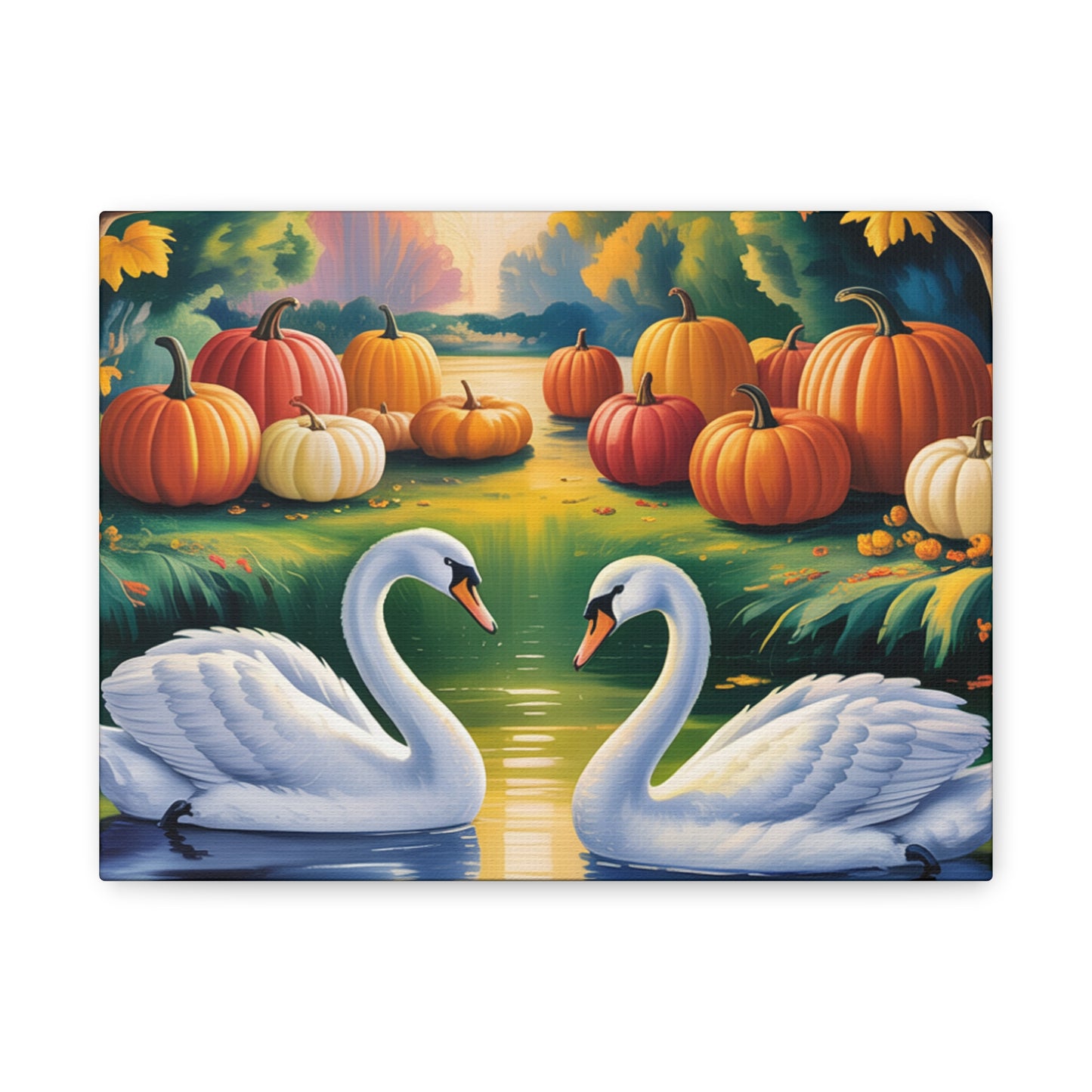 Autumn Swans Canvas Wall Art