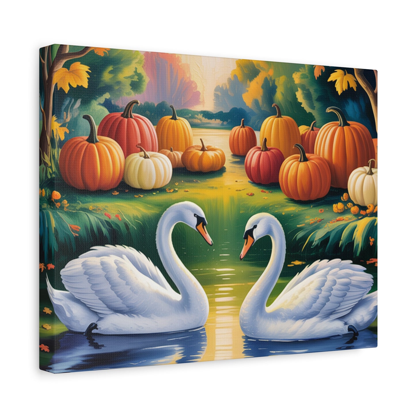 Autumn Swans Canvas Wall Art