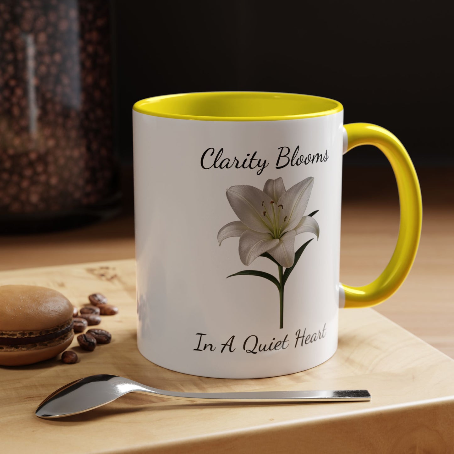 Accented Coffee Mug - Clarity Blooms In A Quiet Heart Lily