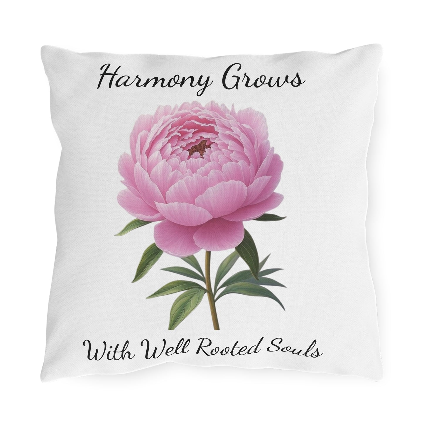 Pillow - Harmony Grows With Well Rooted Souls Peony