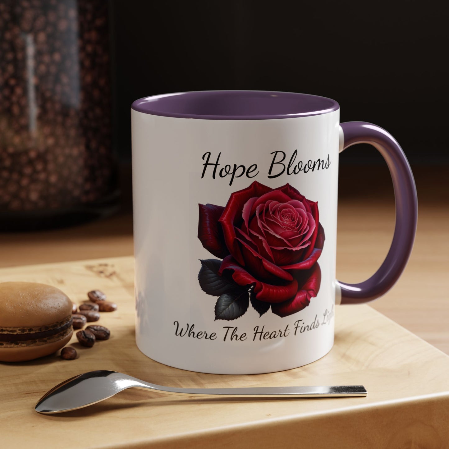 Accented Coffee Mug - Hope Blooms Where The Heart Finds Light Rose