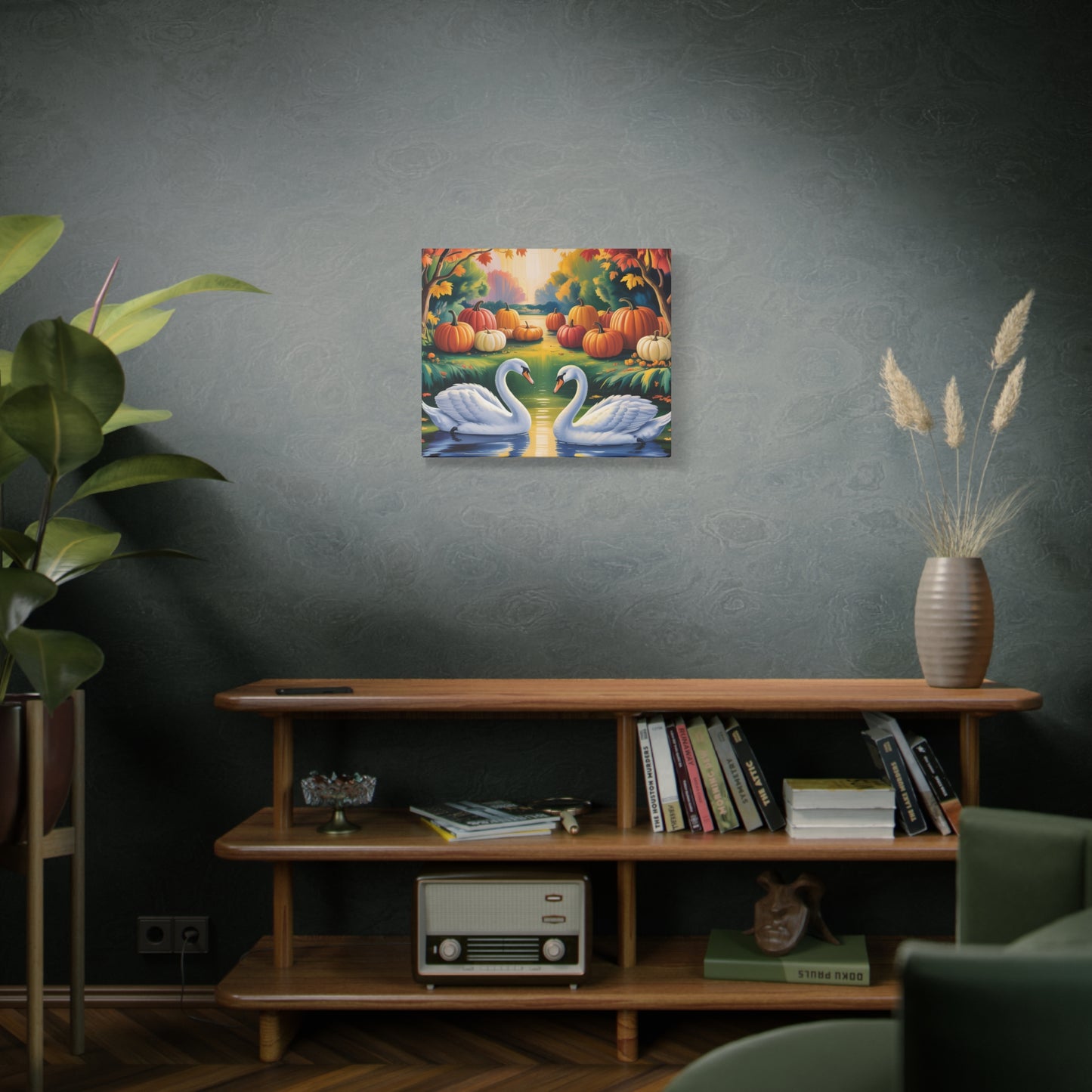 Autumn Swans Canvas Wall Art