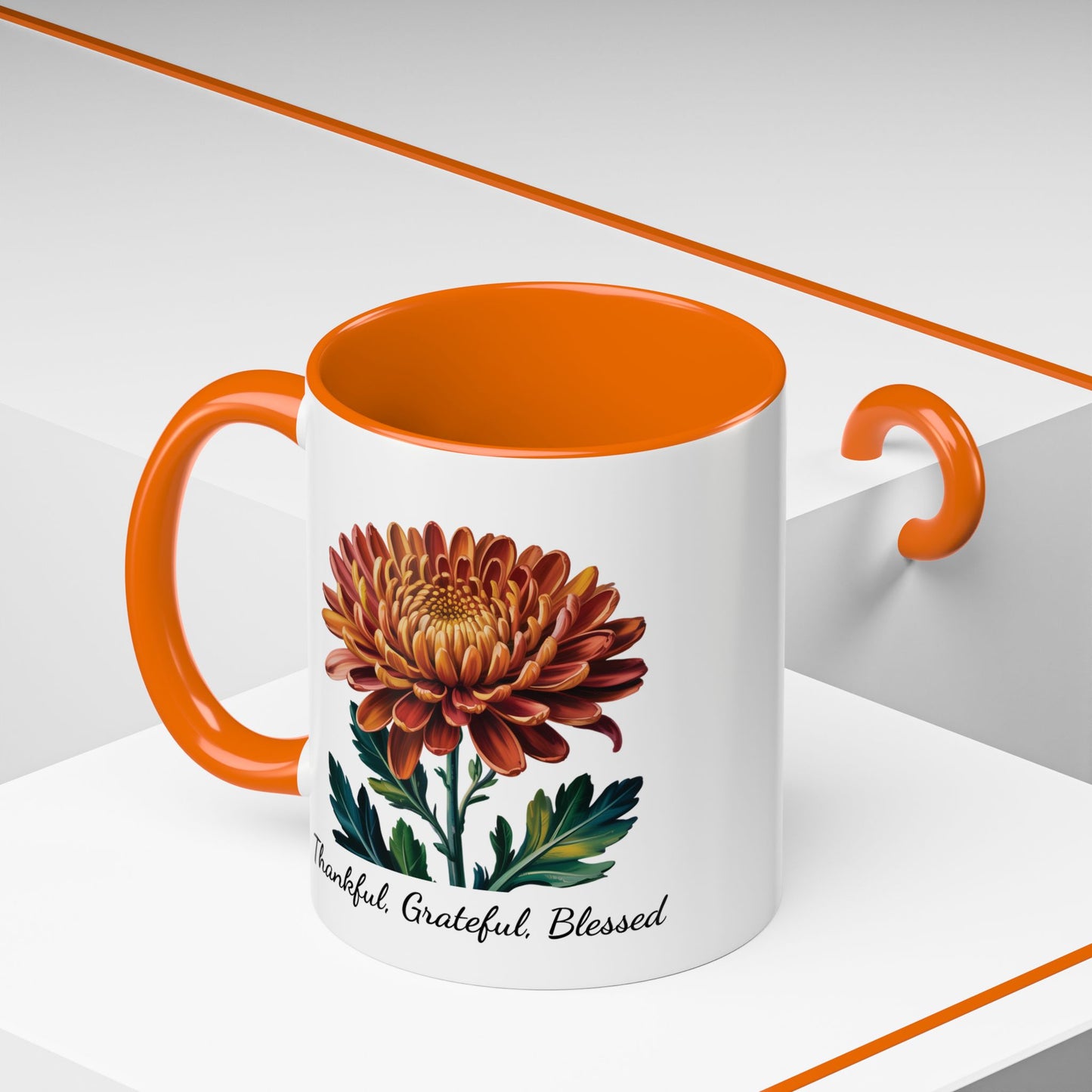 Accented Coffee Mug - Thankful, Grateful, Blessed