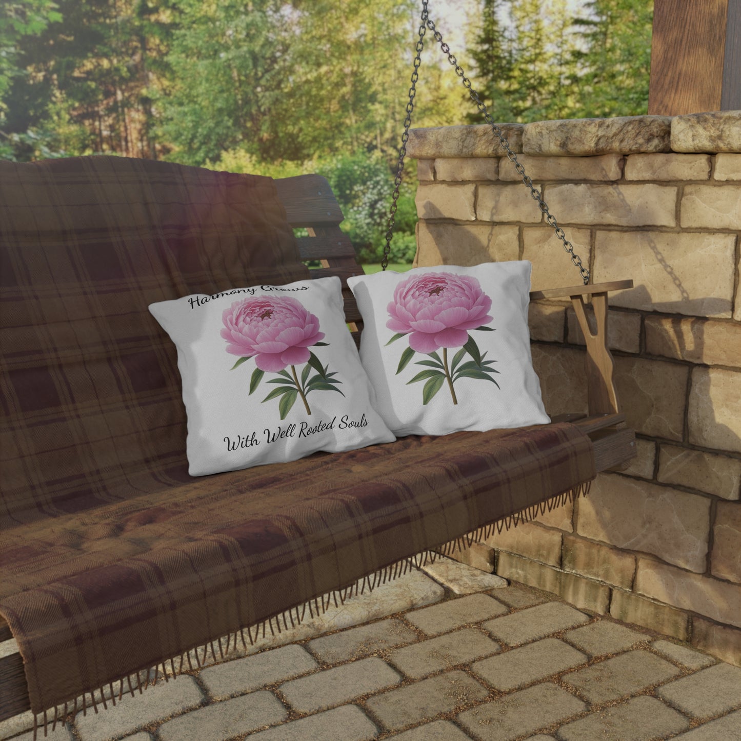 Pillow - Harmony Grows With Well Rooted Souls Peony