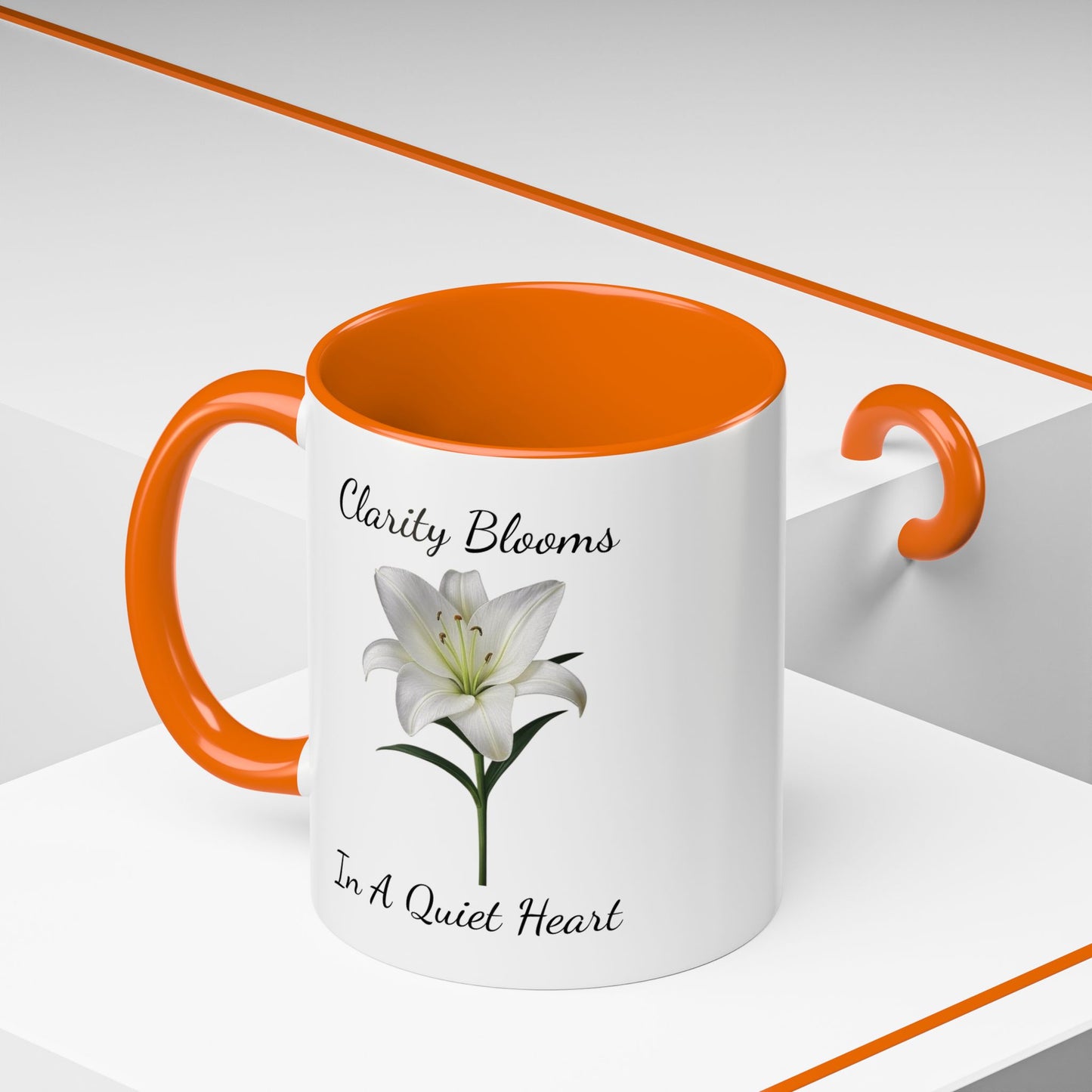 Accented Coffee Mug - Clarity Blooms In A Quiet Heart Lily
